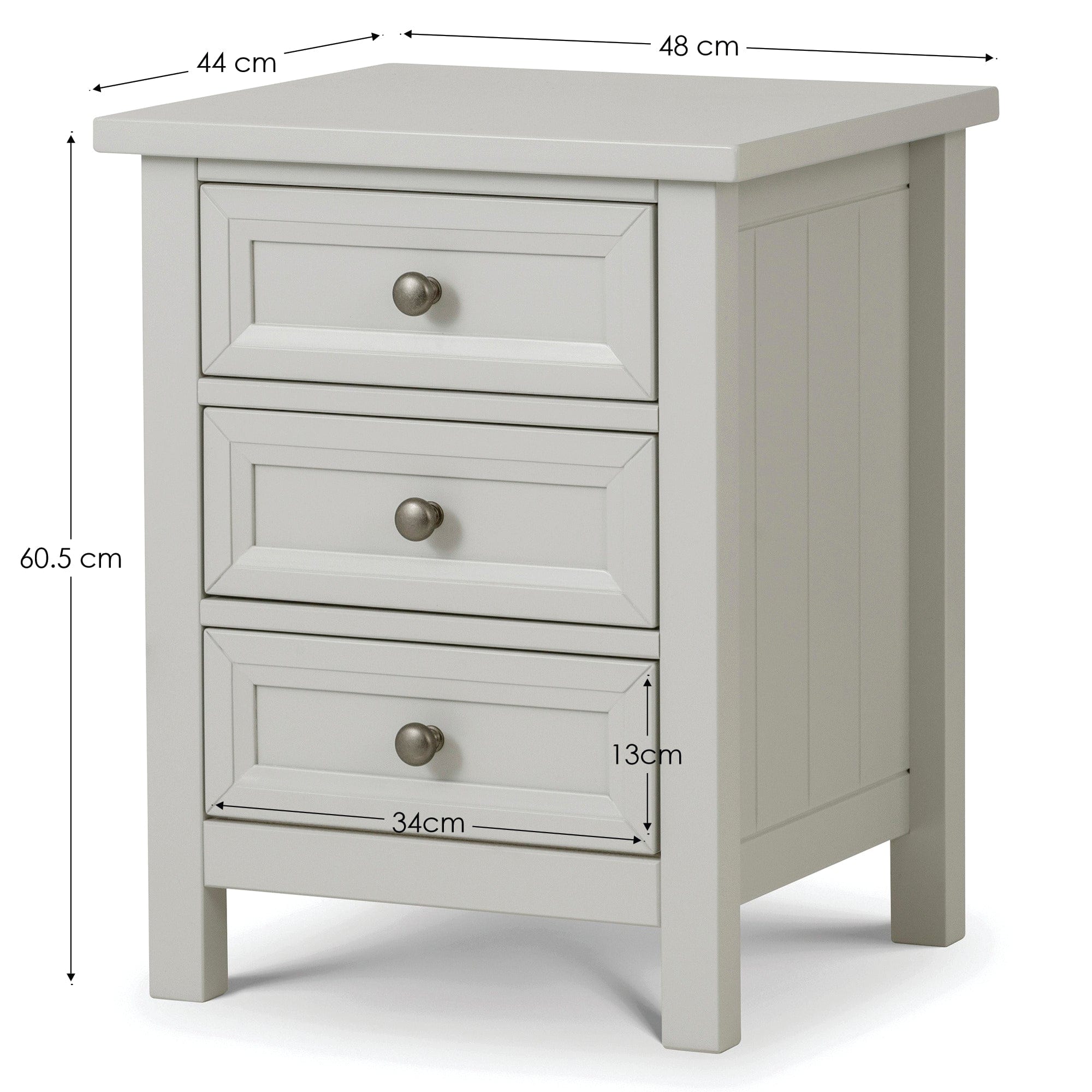 Maine 3 Drawer Bedside- Dove Grey – Julian Bowen, view 4