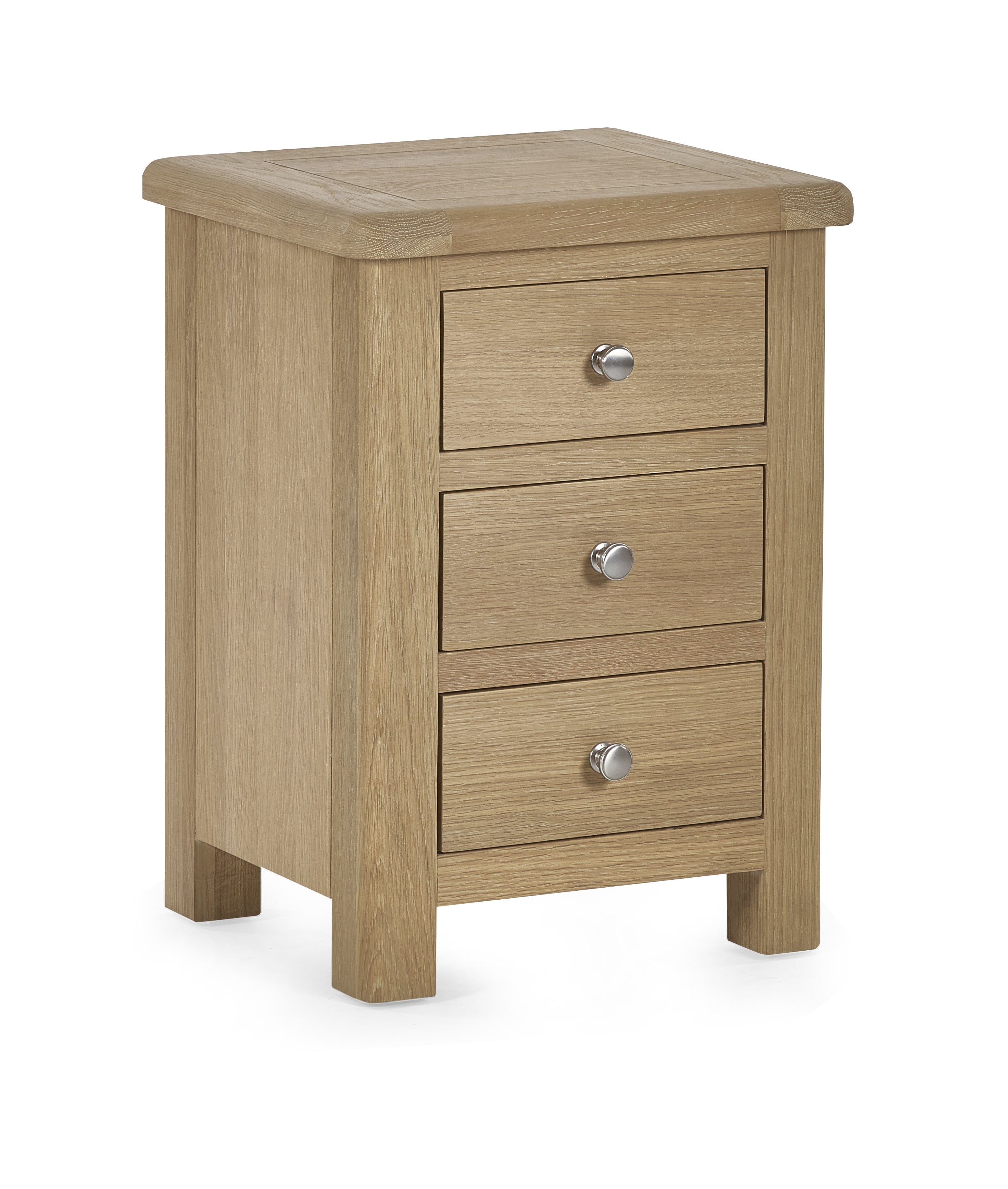 Memphis Limed Oak 3 Drawer Bedside – Julian Bowen