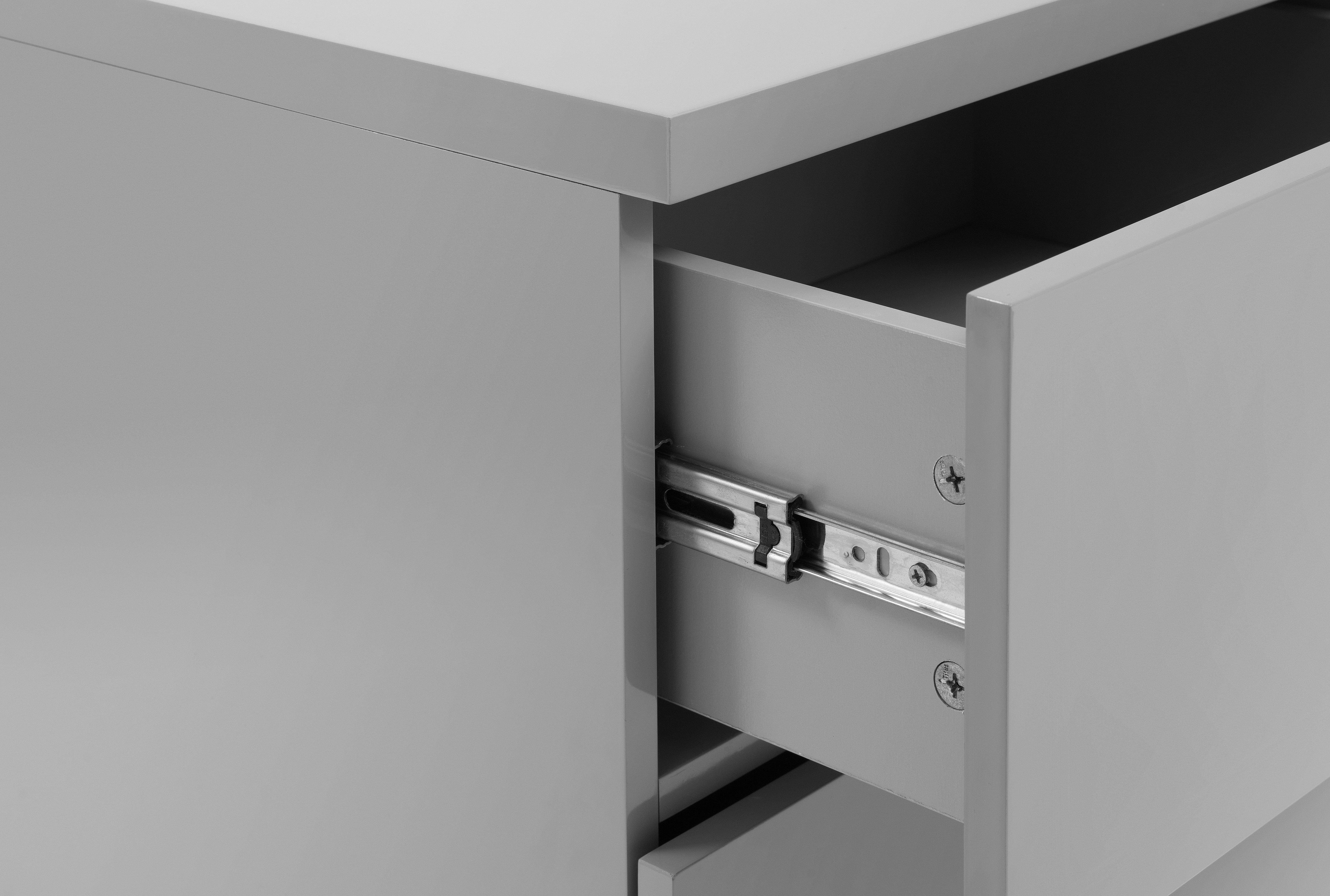 Monaco 2 Drw Bedside - Grey Gloss – Julian Bowen, view 3