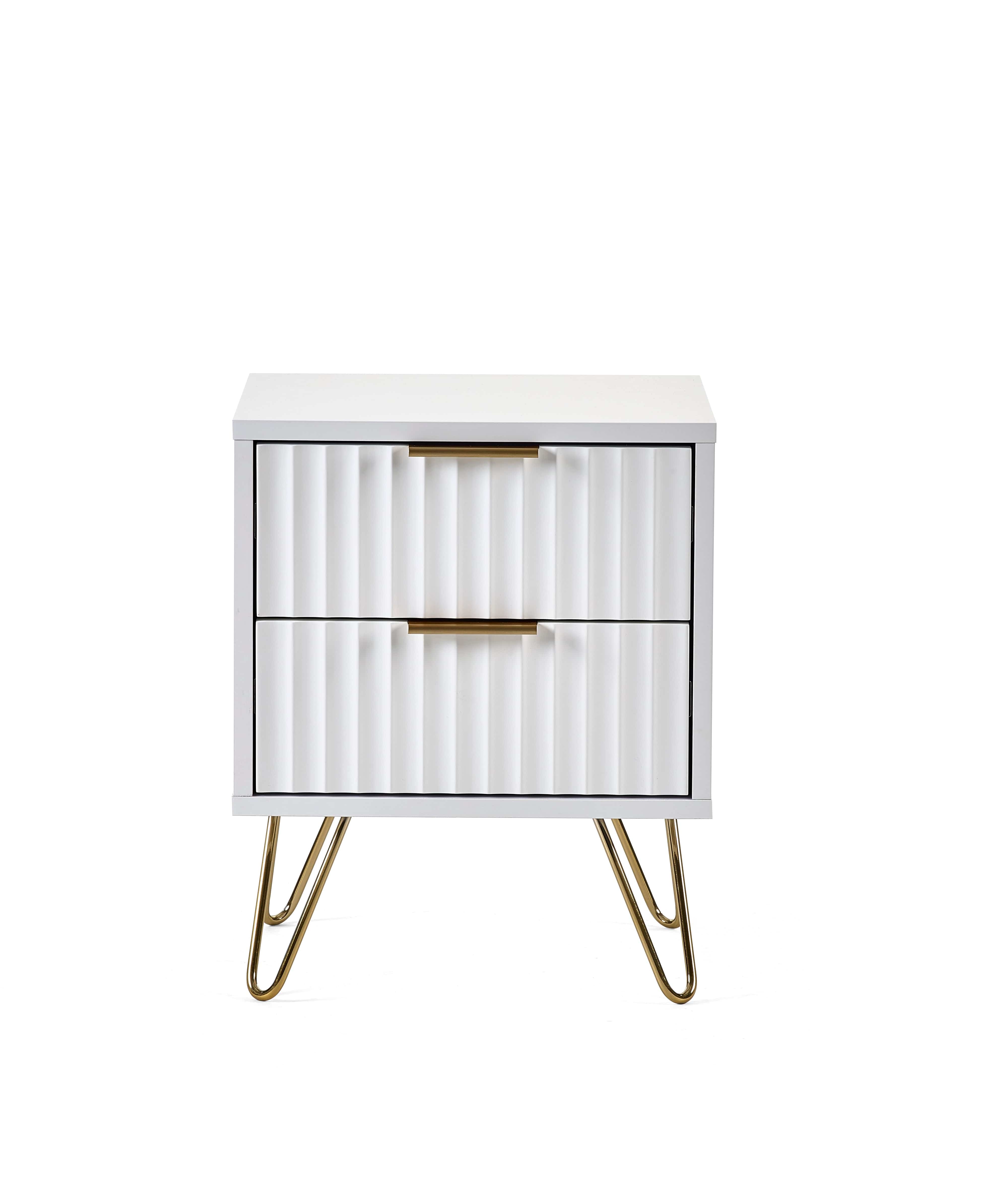 Murano 2 Drawer Bedside - Matt White – Julian Bowen, view 3