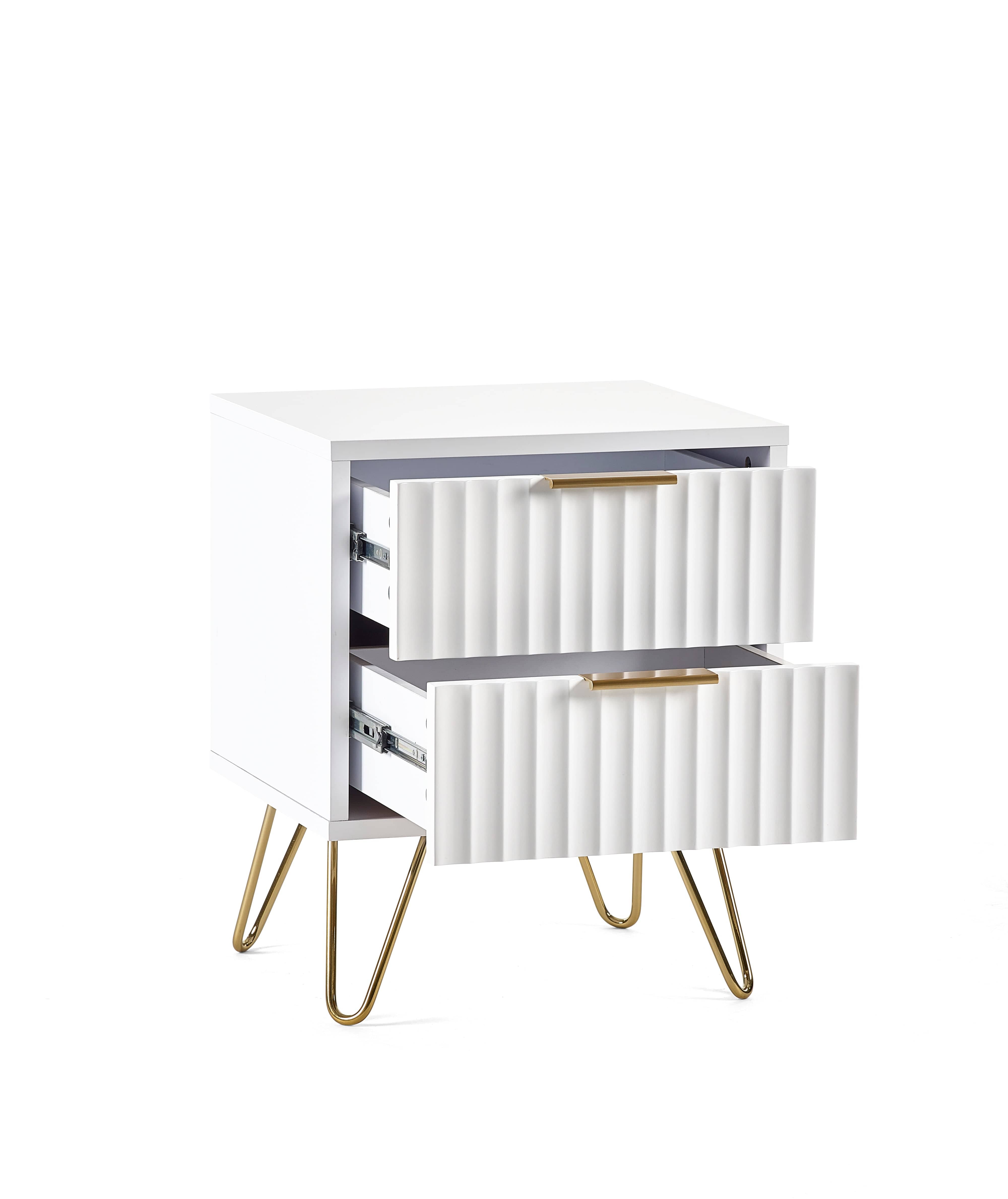 Murano 2 Drawer Bedside - Matt White – Julian Bowen, view 2