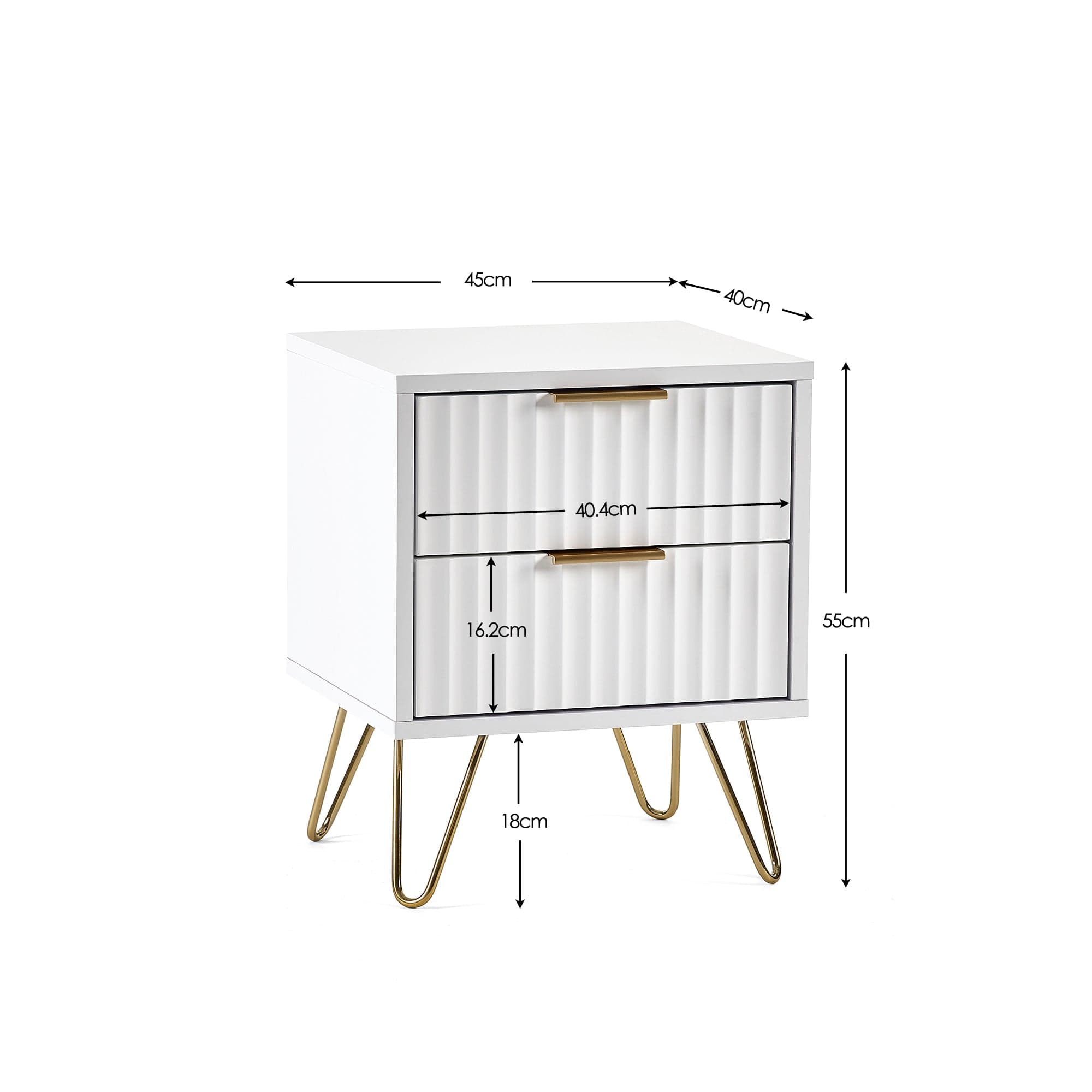 Murano 2 Drawer Bedside - Matt White – Julian Bowen, view 6
