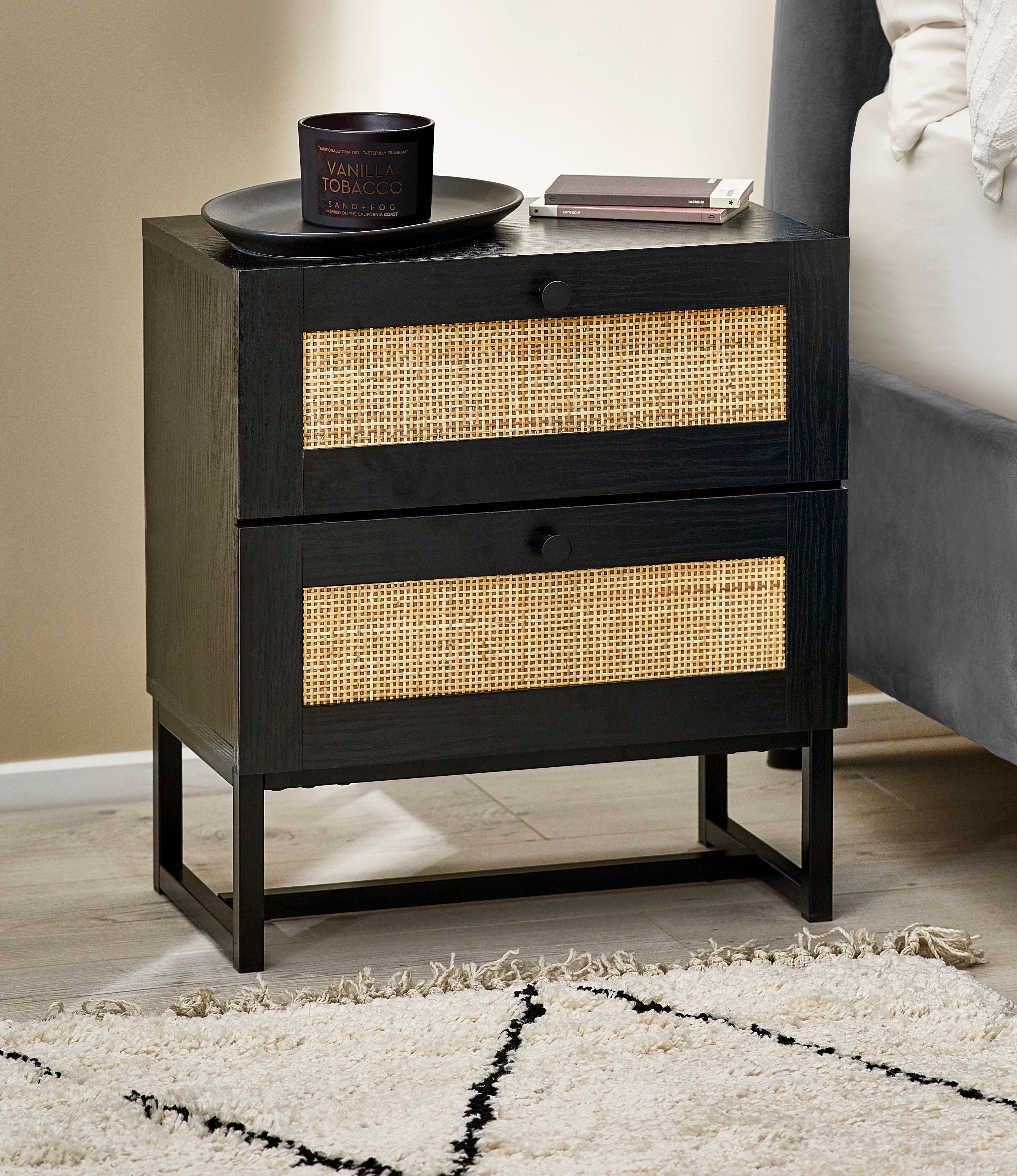 Padstow 2 Drawer Bedside - Black – Julian Bowen, view 5