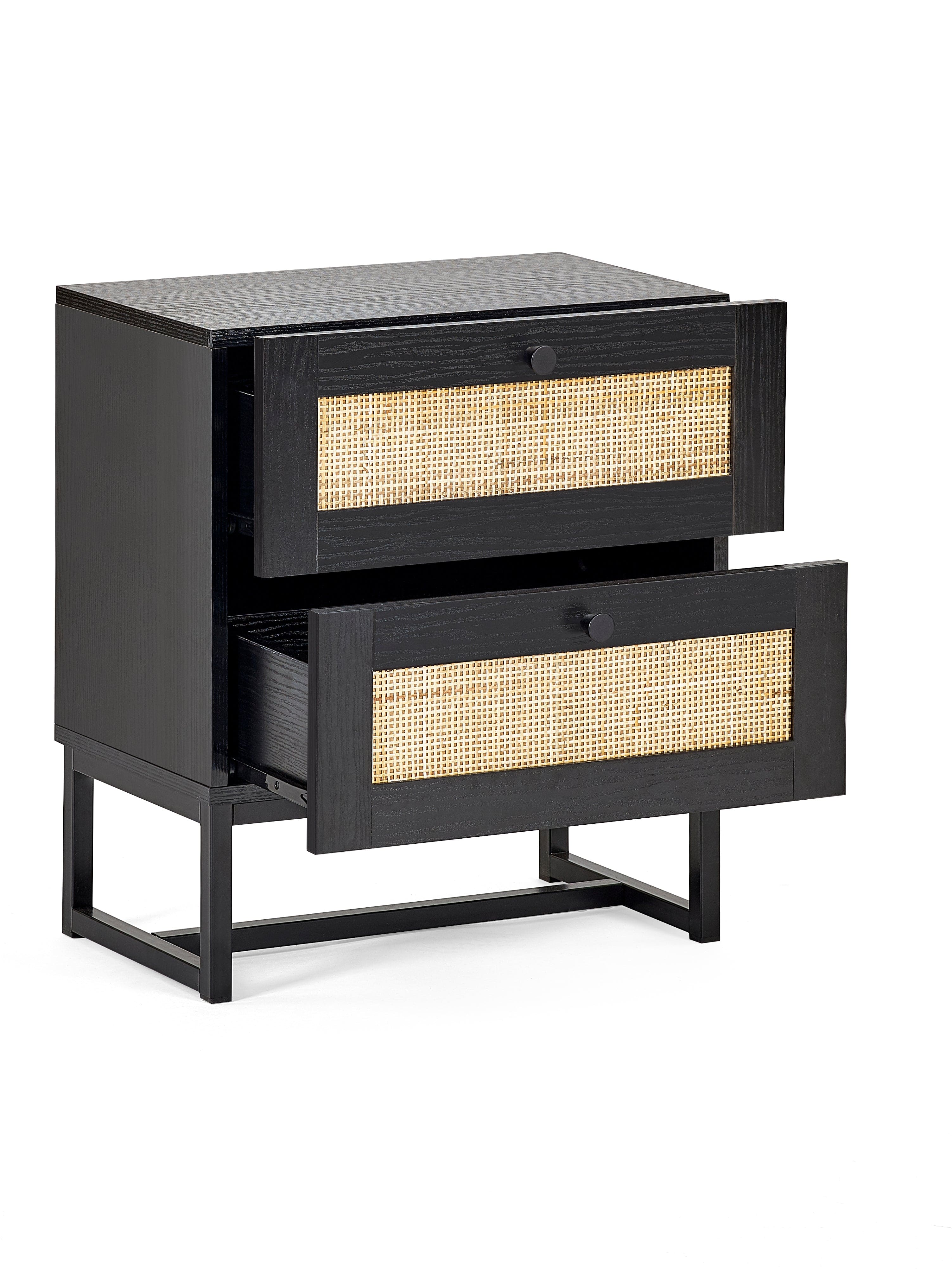 Padstow 2 Drawer Bedside - Black – Julian Bowen, view 2