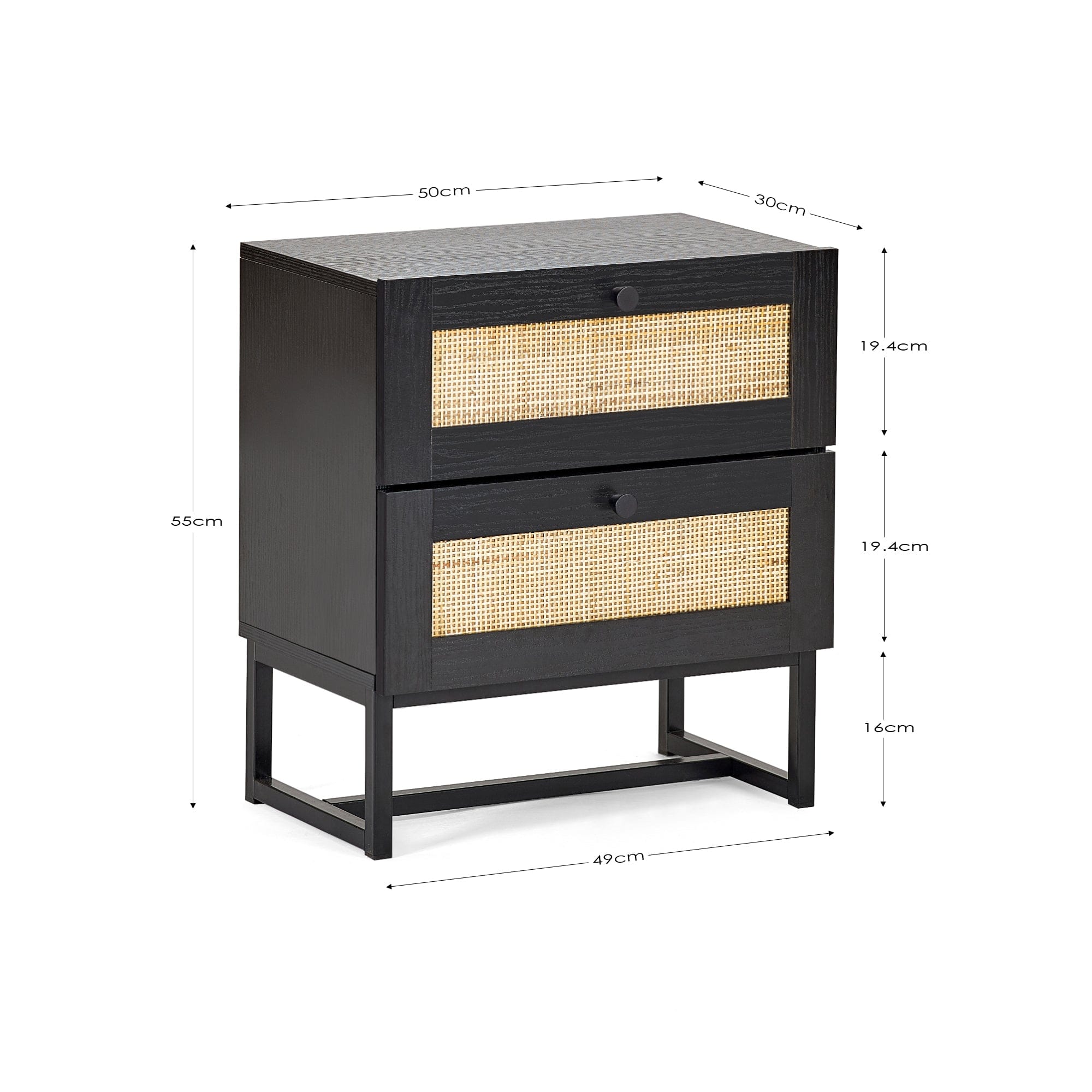 Padstow 2 Drawer Bedside - Black – Julian Bowen, view 4