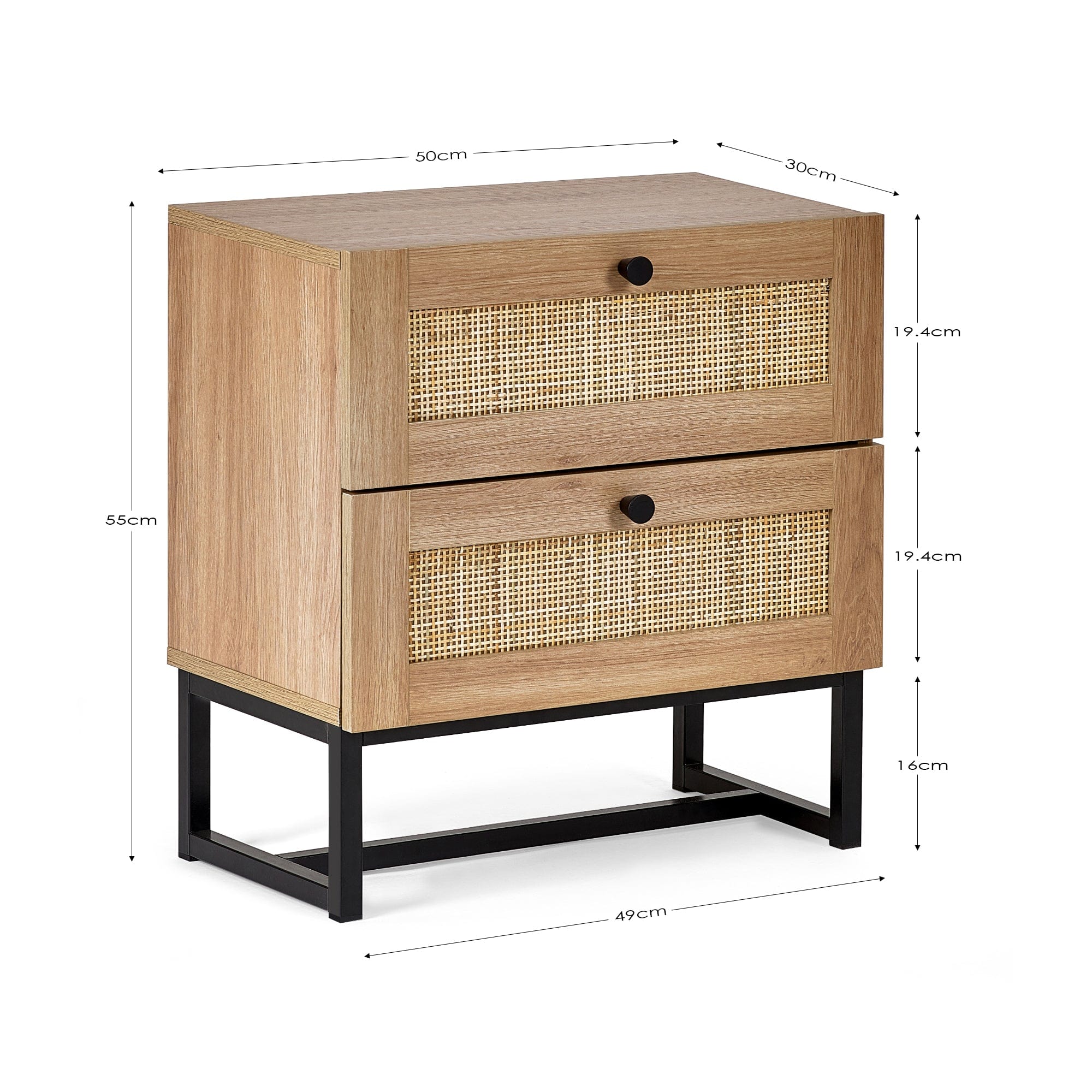 Padstow 2 Drawer Bedside - Oak – Julian Bowen, view 4