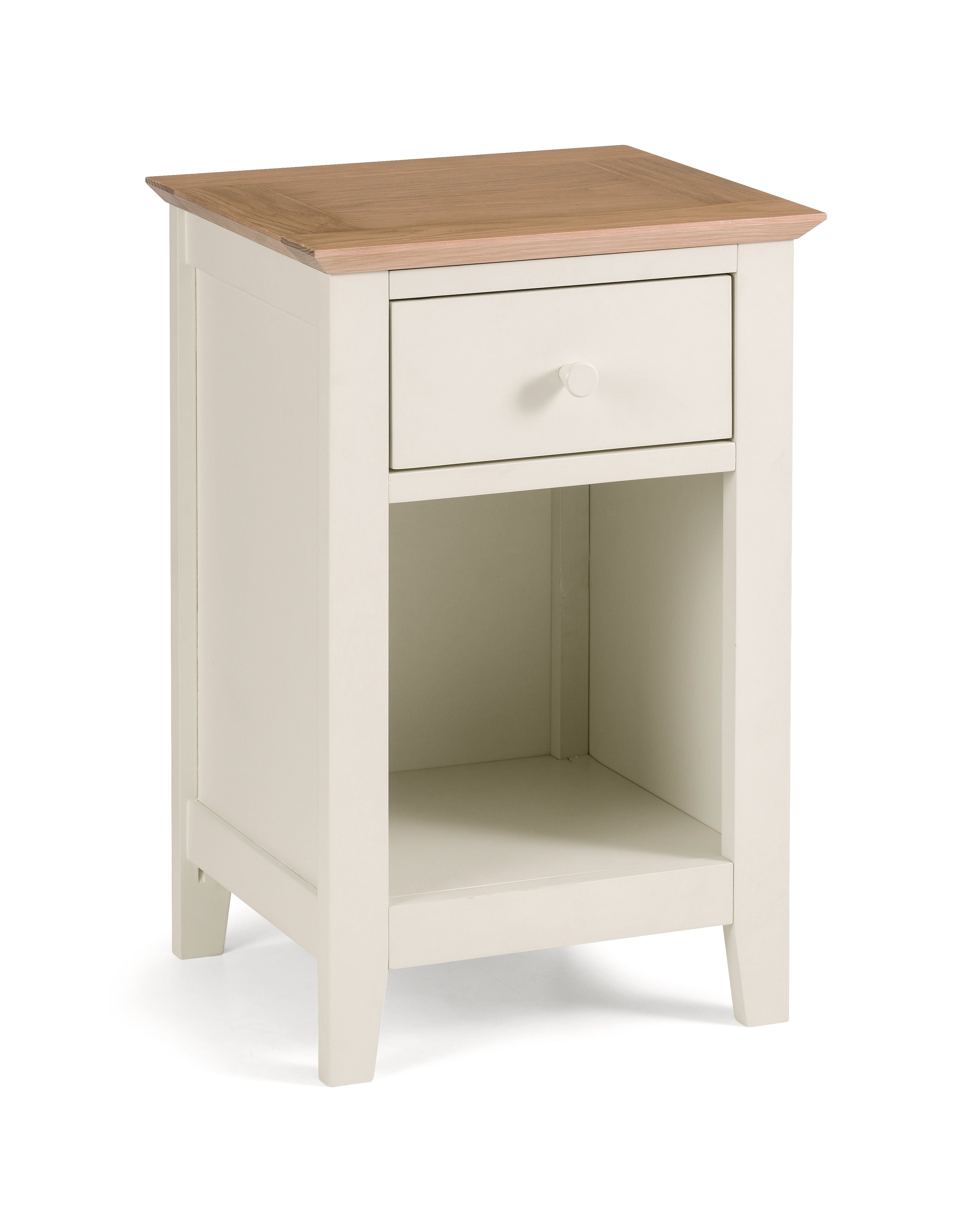 Salerno Shaker Ivory/Oak 1 Drawer Bedside – Julian Bowen