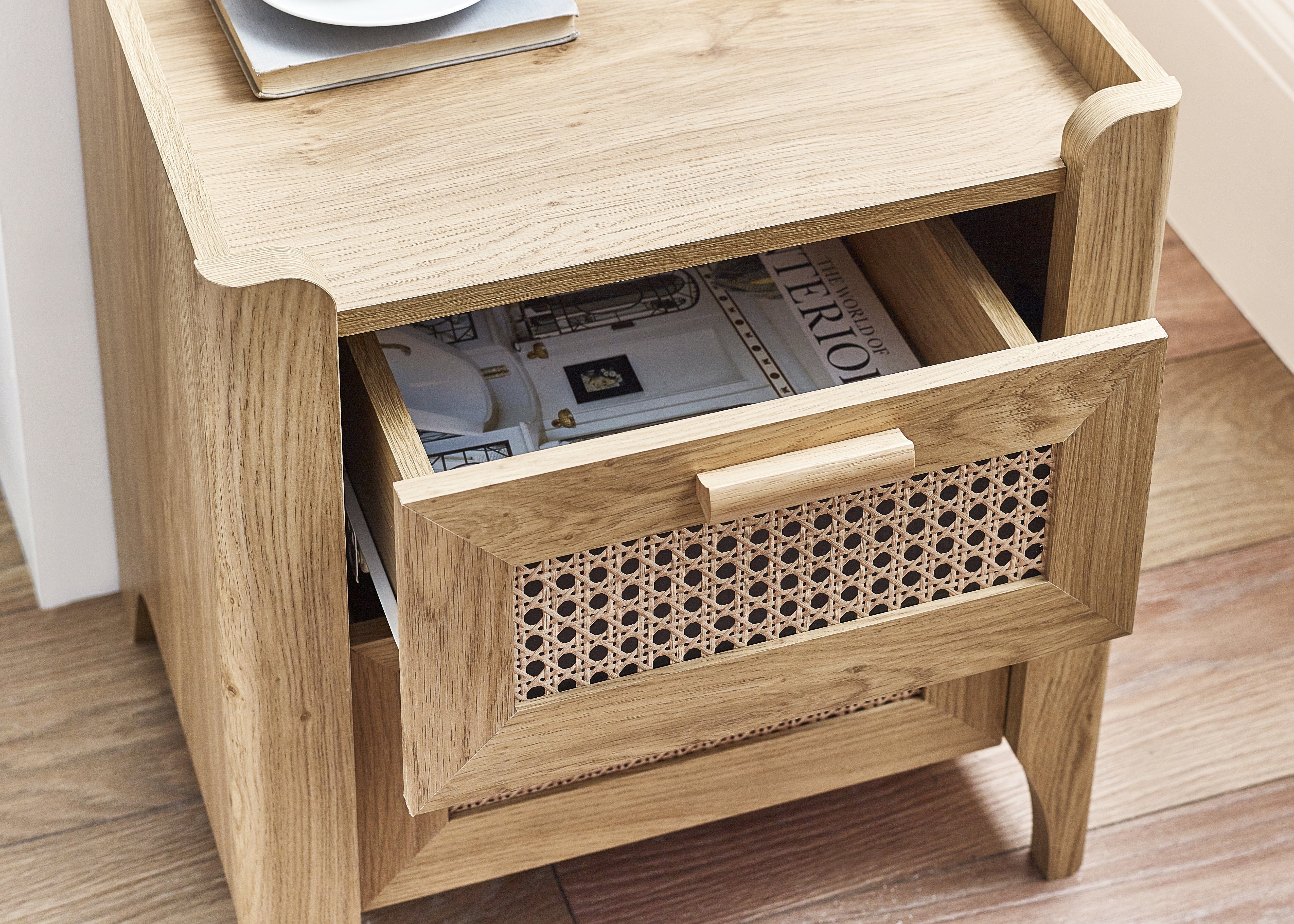 Sydney 2 Drawer Bedside - Rattan Effect – Julian Bowen, view 4