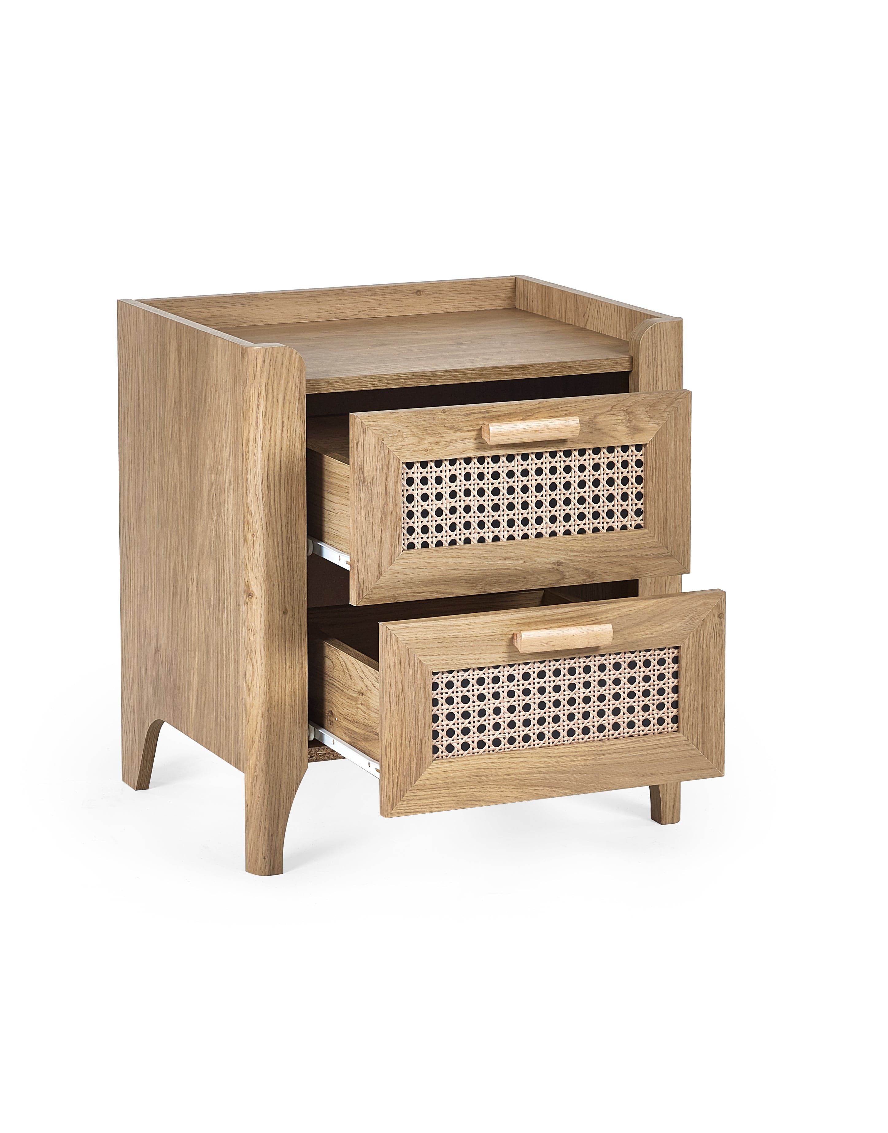 Sydney 2 Drawer Bedside - Rattan Effect – Julian Bowen, view 3