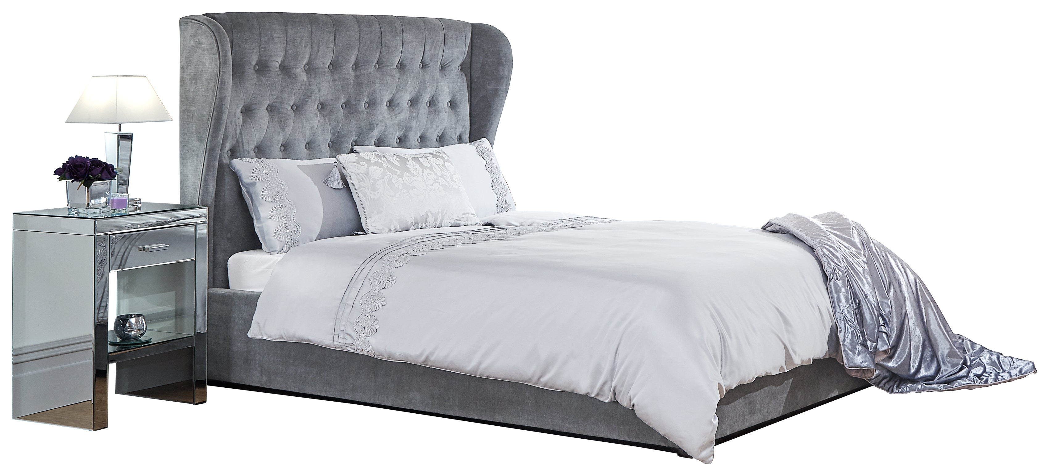 Dakota Ottoman Bed With Solid Base Platinum – GFW