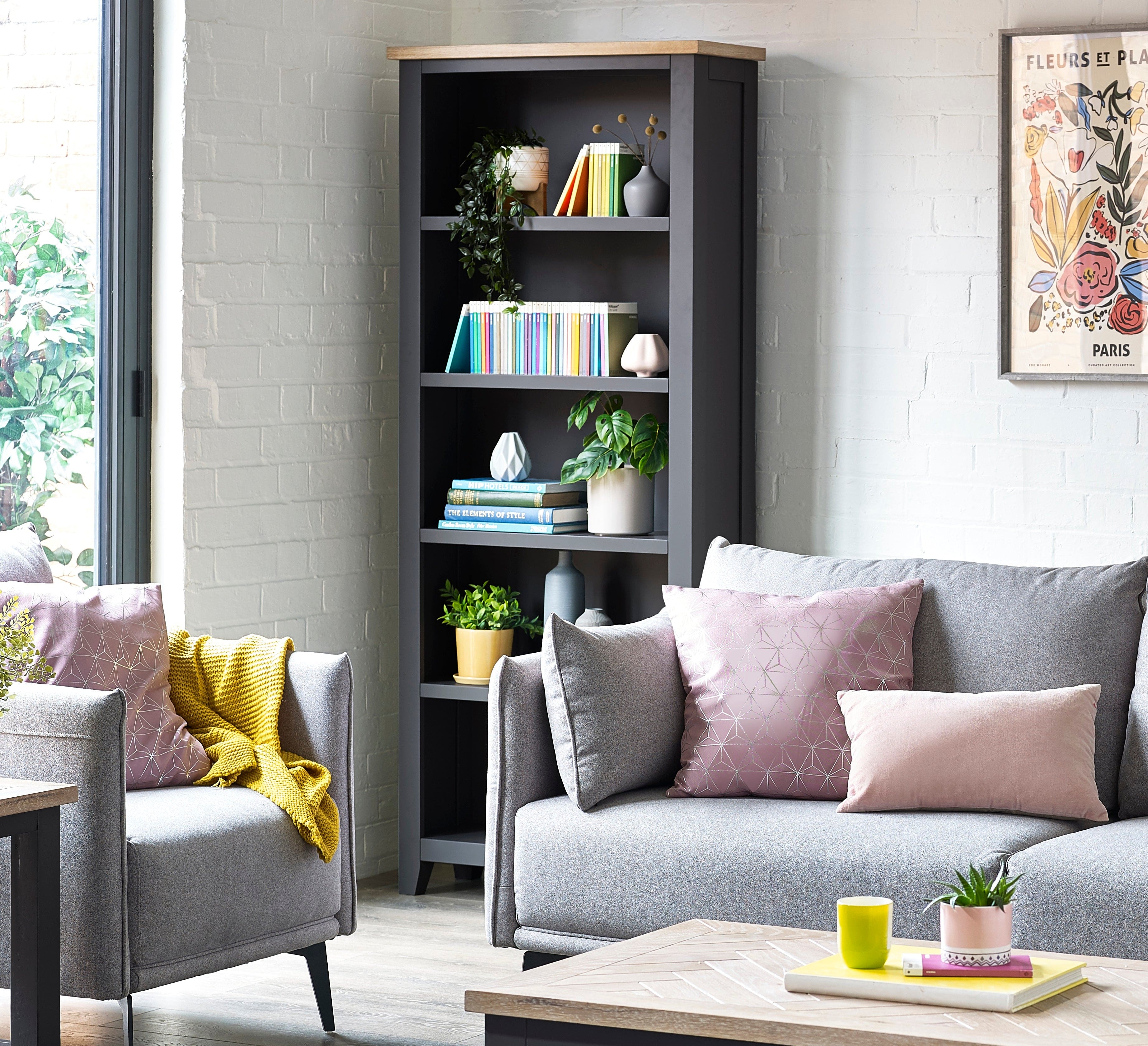 Bordeaux Tall Bookcase Dark Grey – Julian Bowen, view 2
