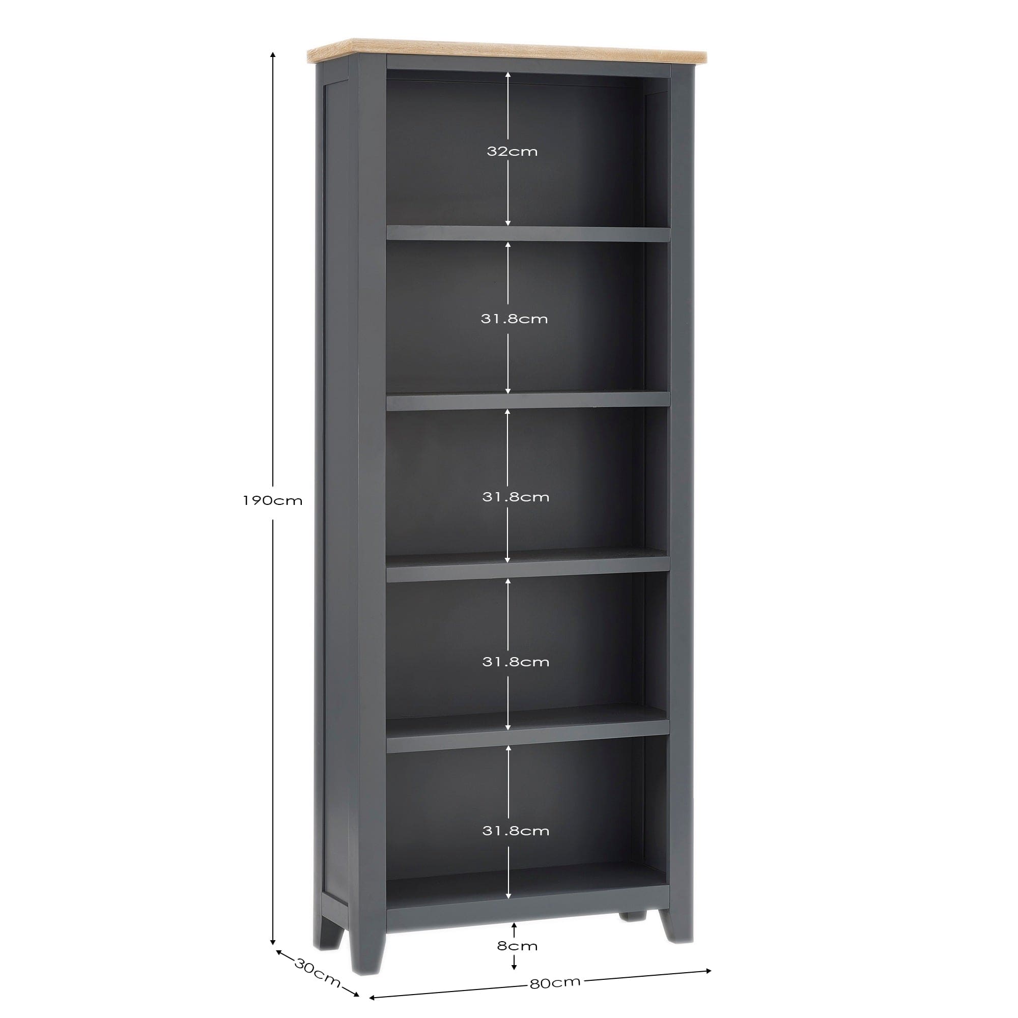 Bordeaux Tall Bookcase Dark Grey – Julian Bowen, view 6