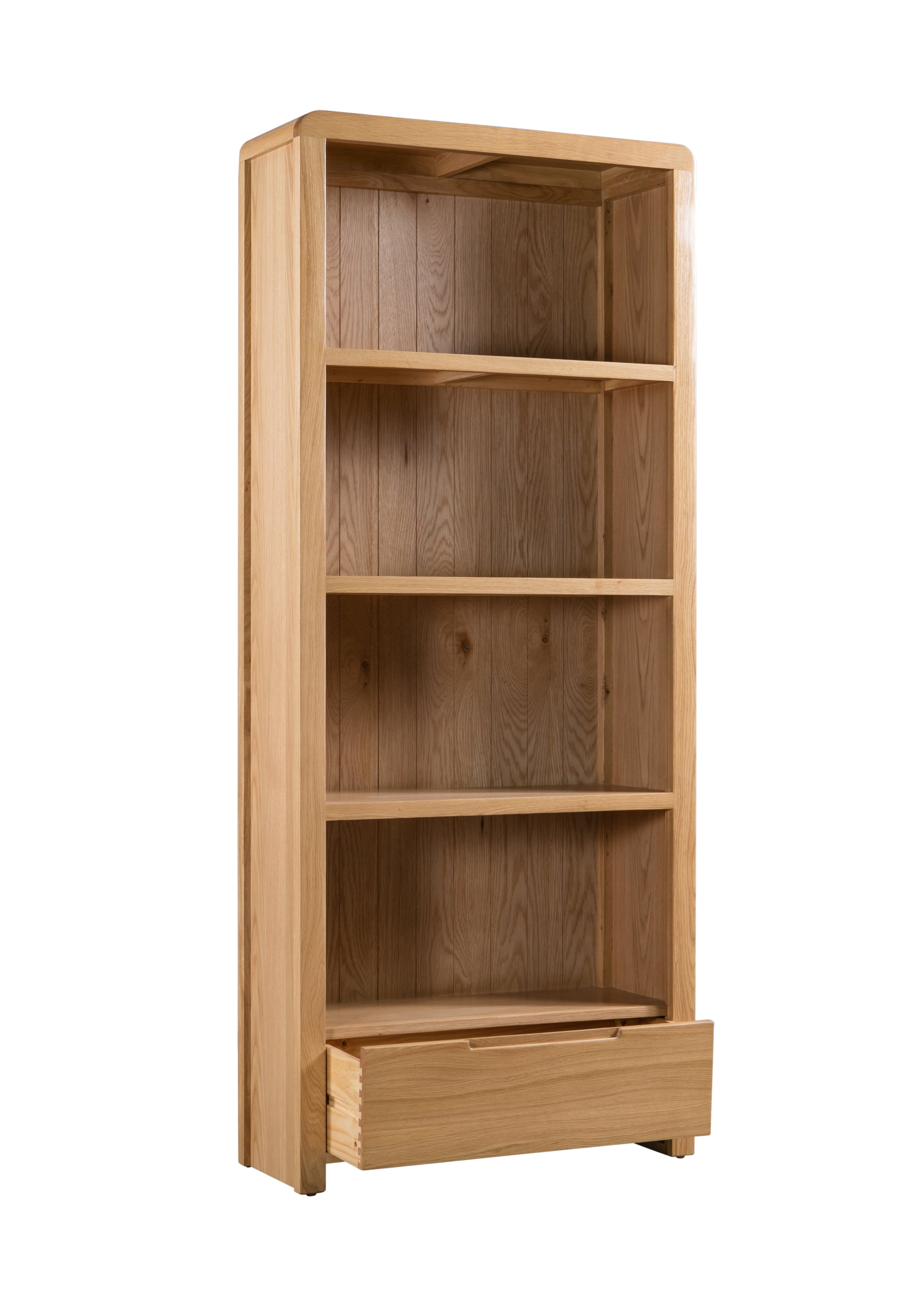 Curve Oak Tall Bookcase – Julian Bowen, view 2