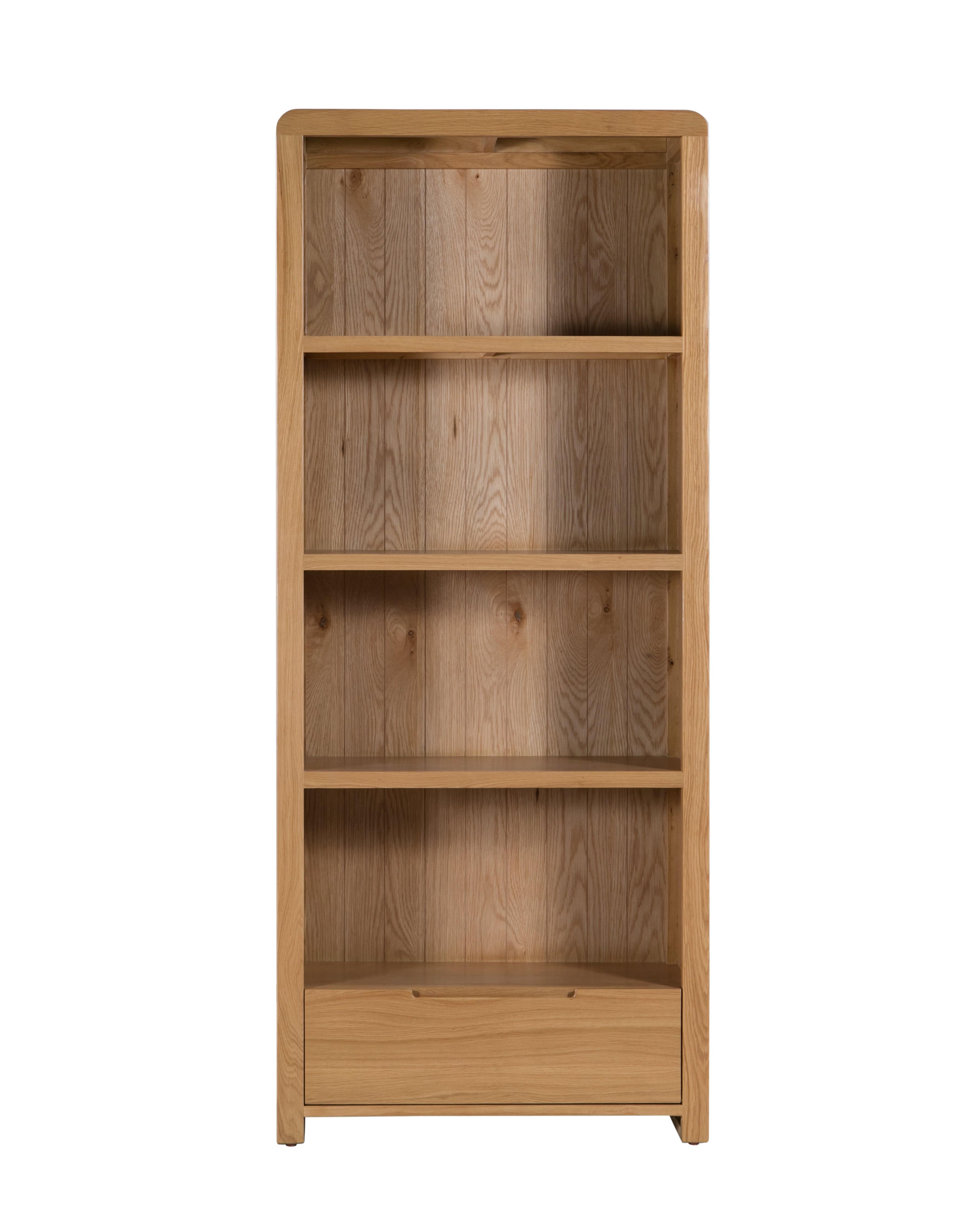 Curve Oak Tall Bookcase – Julian Bowen, view 3