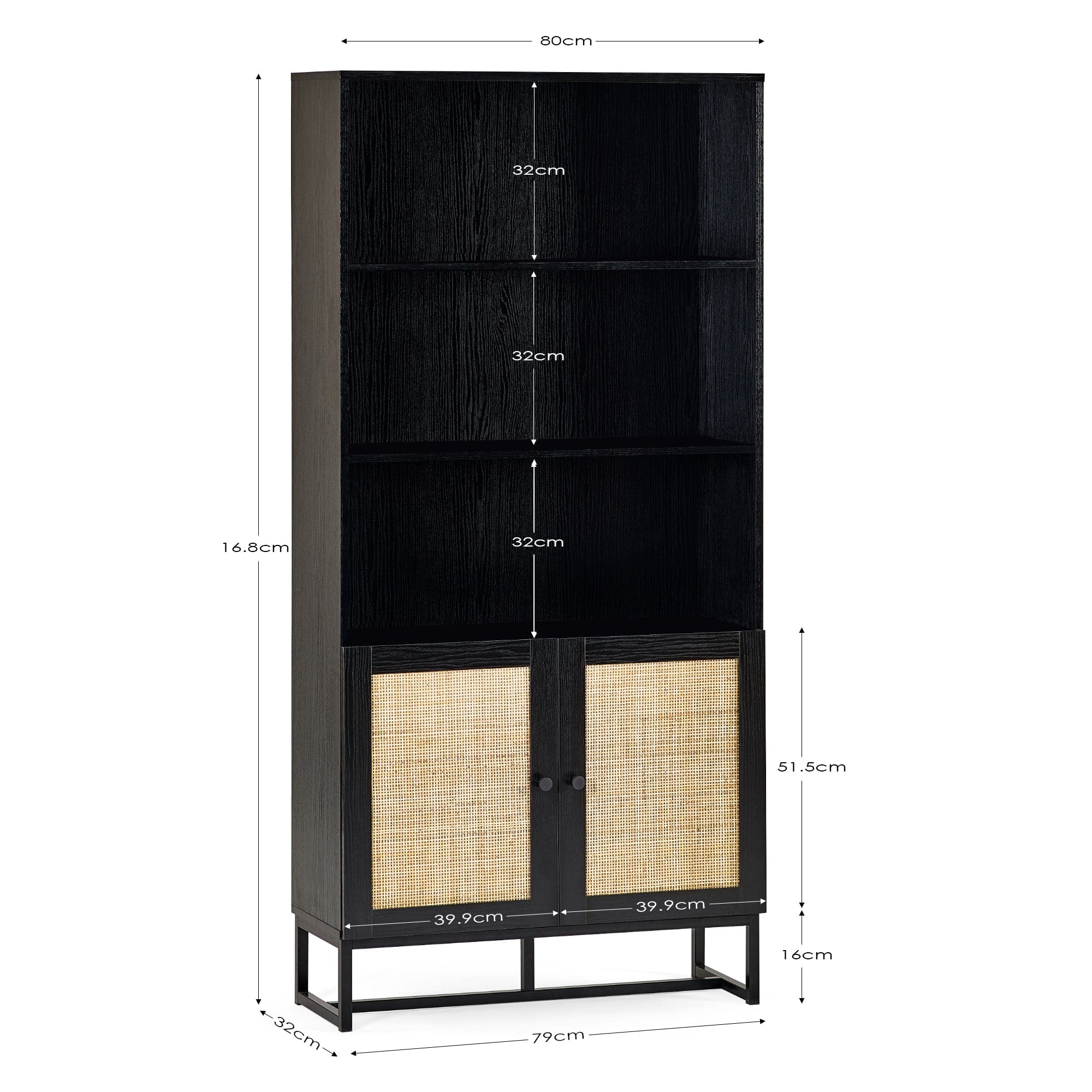 Padstow Tall Bookcase - Black – Julian Bowen, view 5