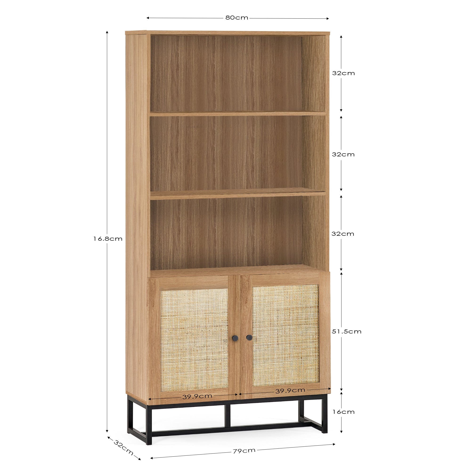 Padstow Tall Bookcase - Oak – Julian Bowen, view 5
