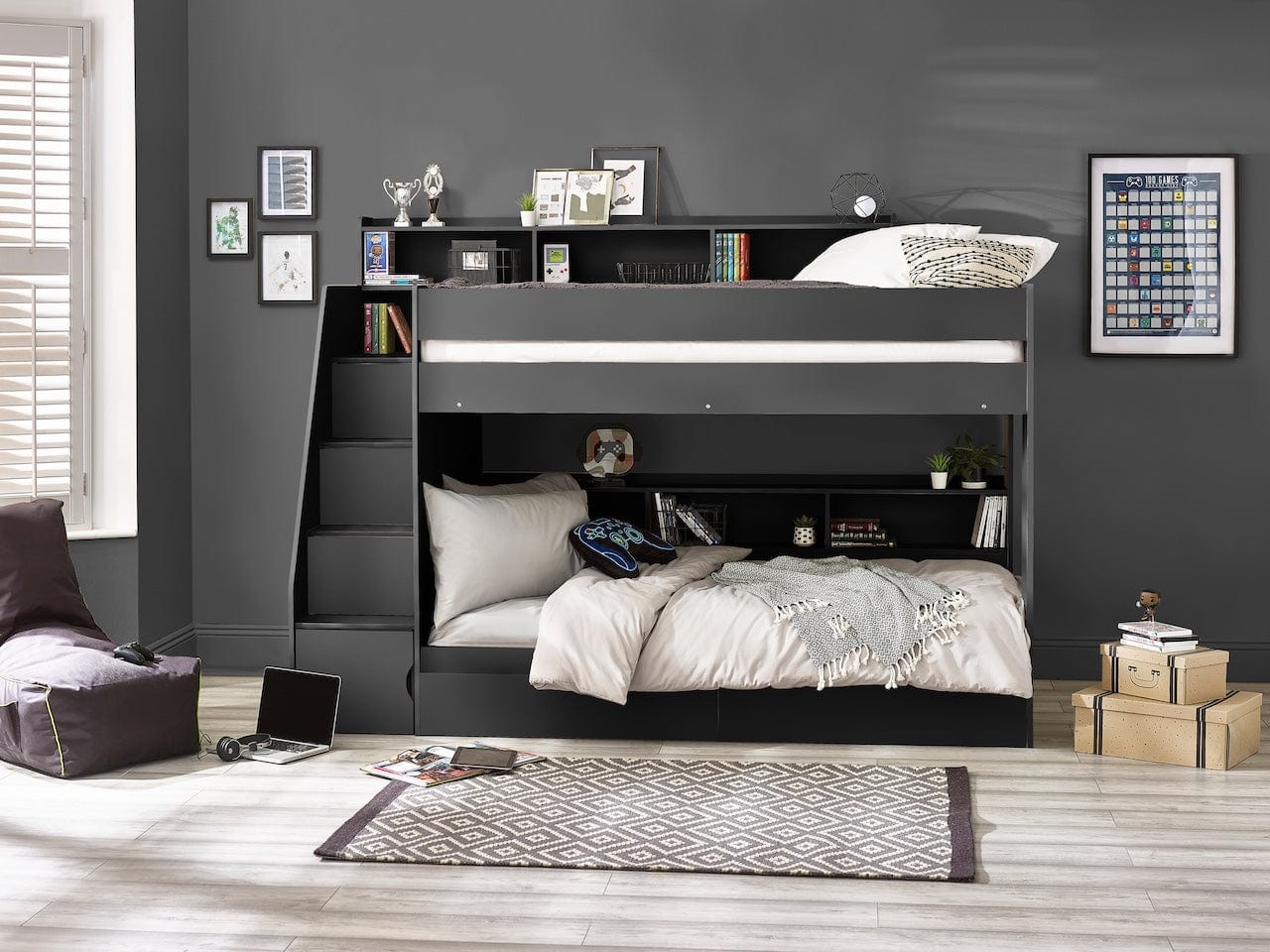 Camelot Staircase Bunk Anthracite – Julian Bowen, view 6