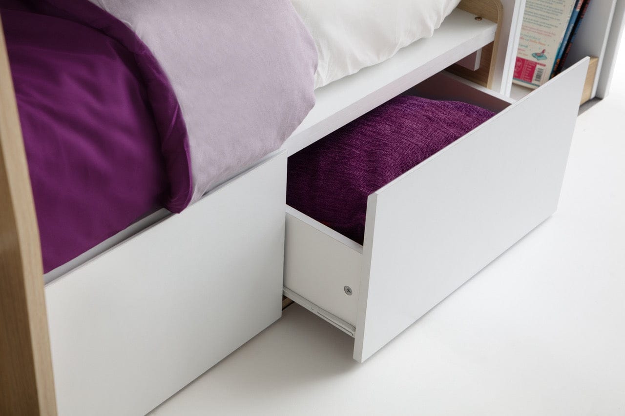 Julian Bowen Bunk Bed Single 90cm 3ft Eclipse Bunk Bed - Scandinavian Oak & White Bed Kings