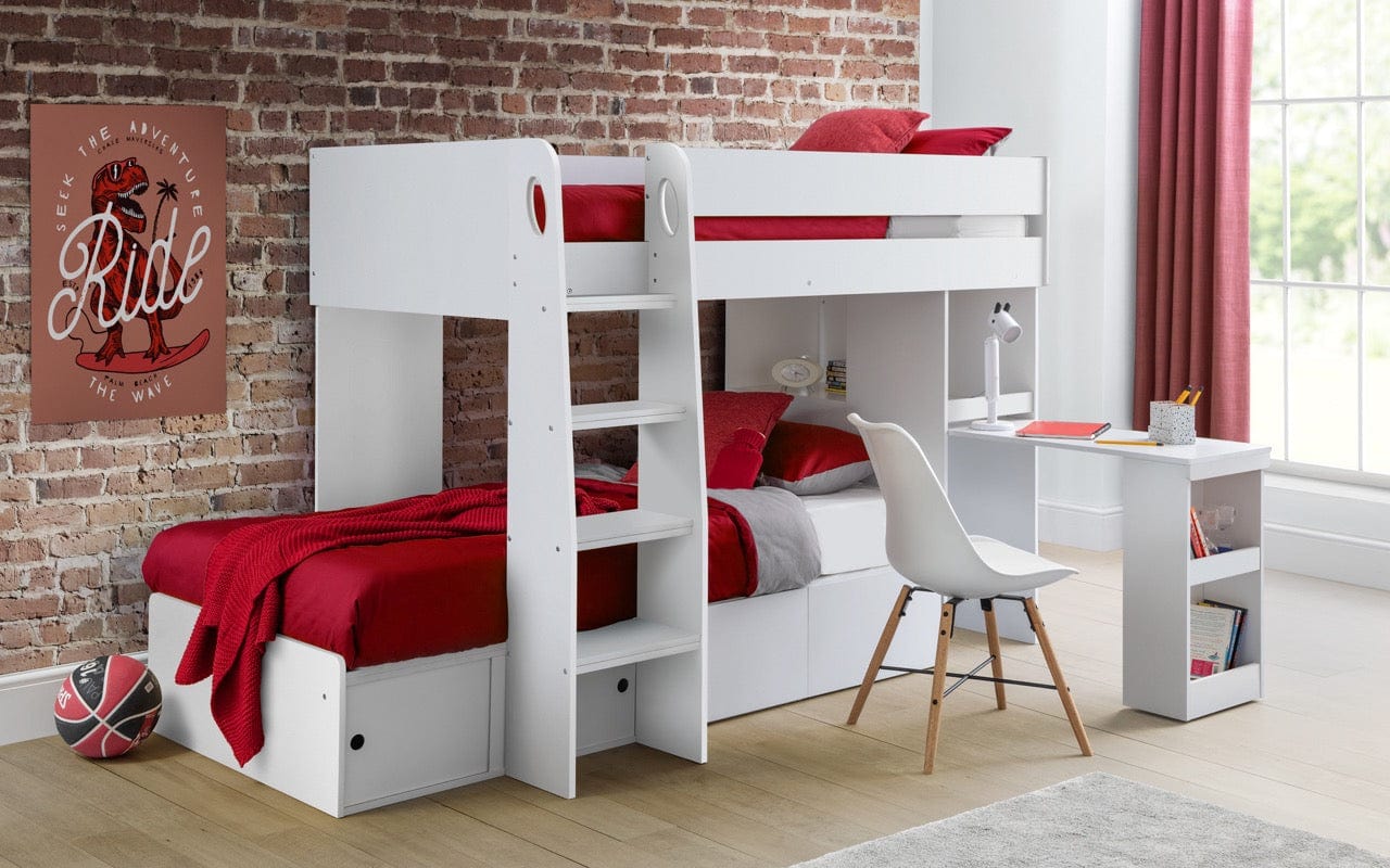 Julian Bowen Bunk Bed Single 90cm 3ft Eclipse Bunk Bed - White Bed Kings