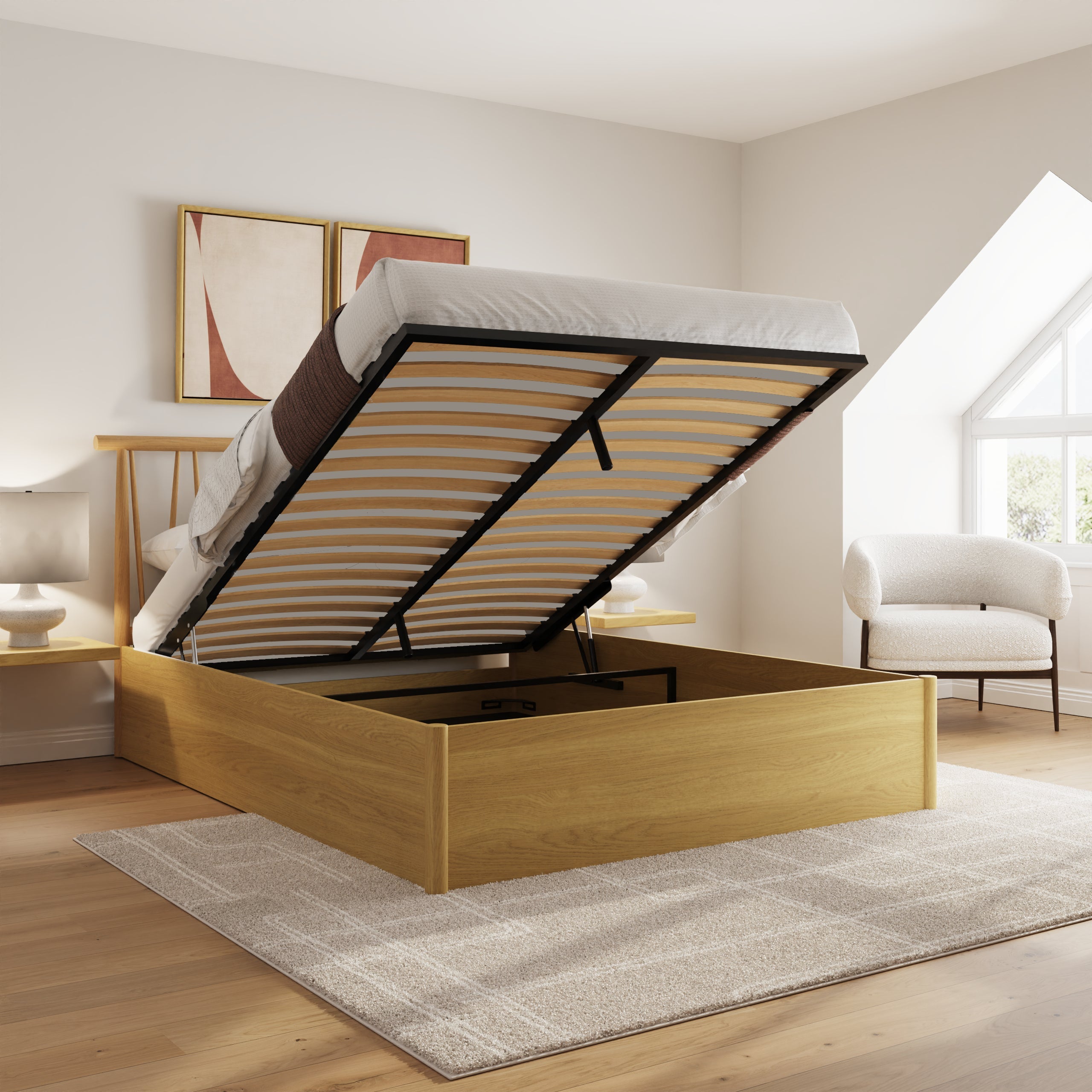 Fusum Spindle Ottoman Bed - Oak – GFW, view 17