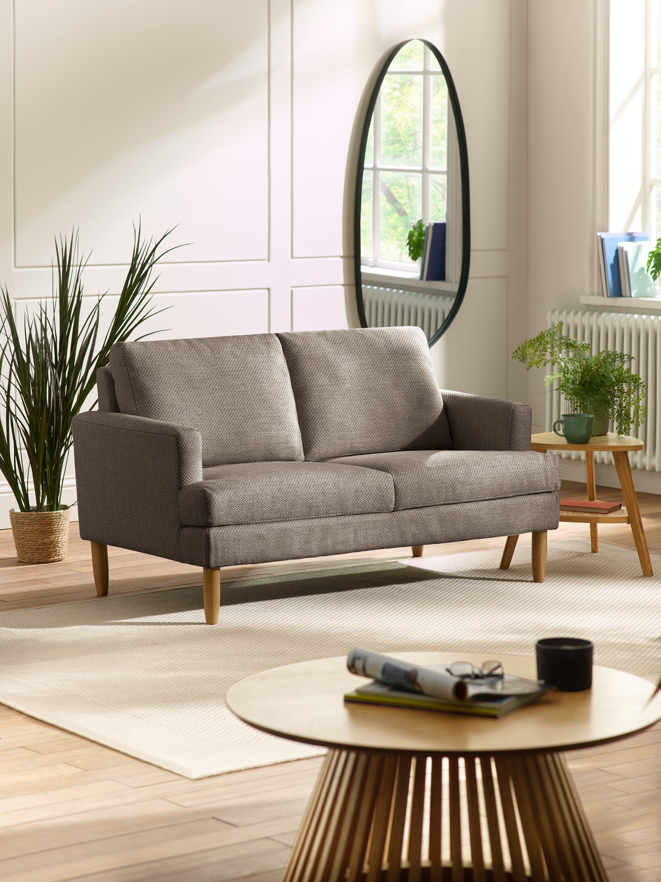 Daisy Coyote Grey Chenille Upholstered Compact 2 Seater Sofa – Julian Bowen, view 2