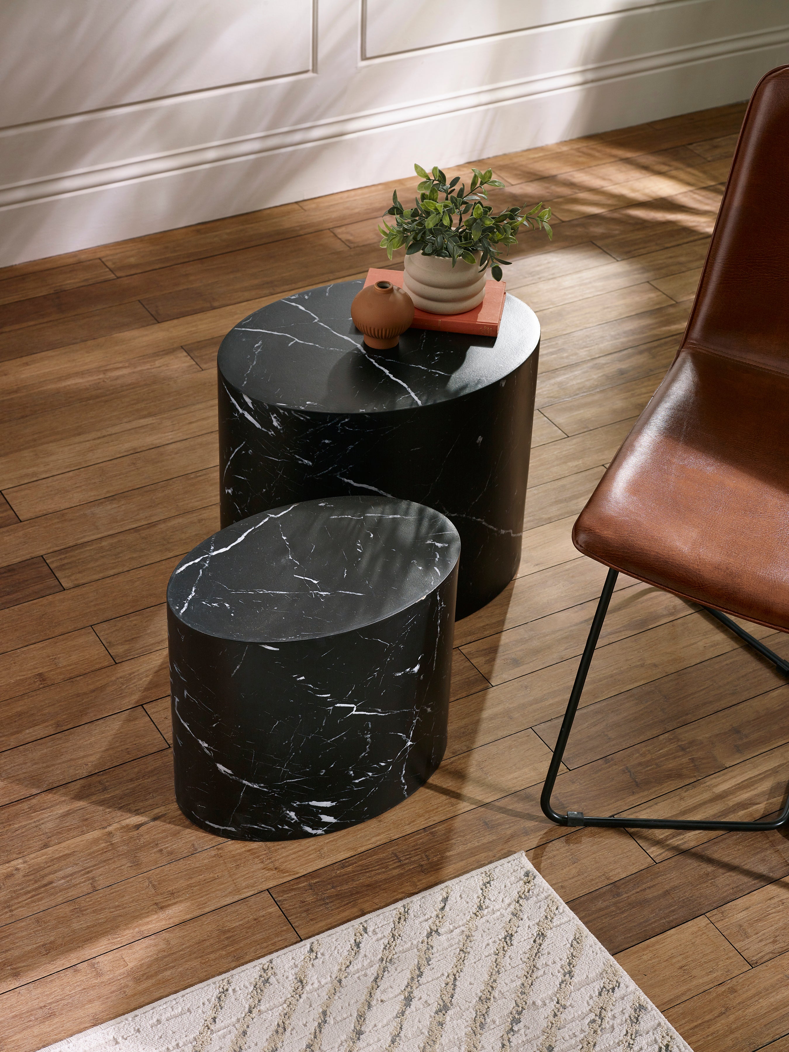 Toba Nest of 2 Black Marble Effect Tables – Julian Bowen, view 10