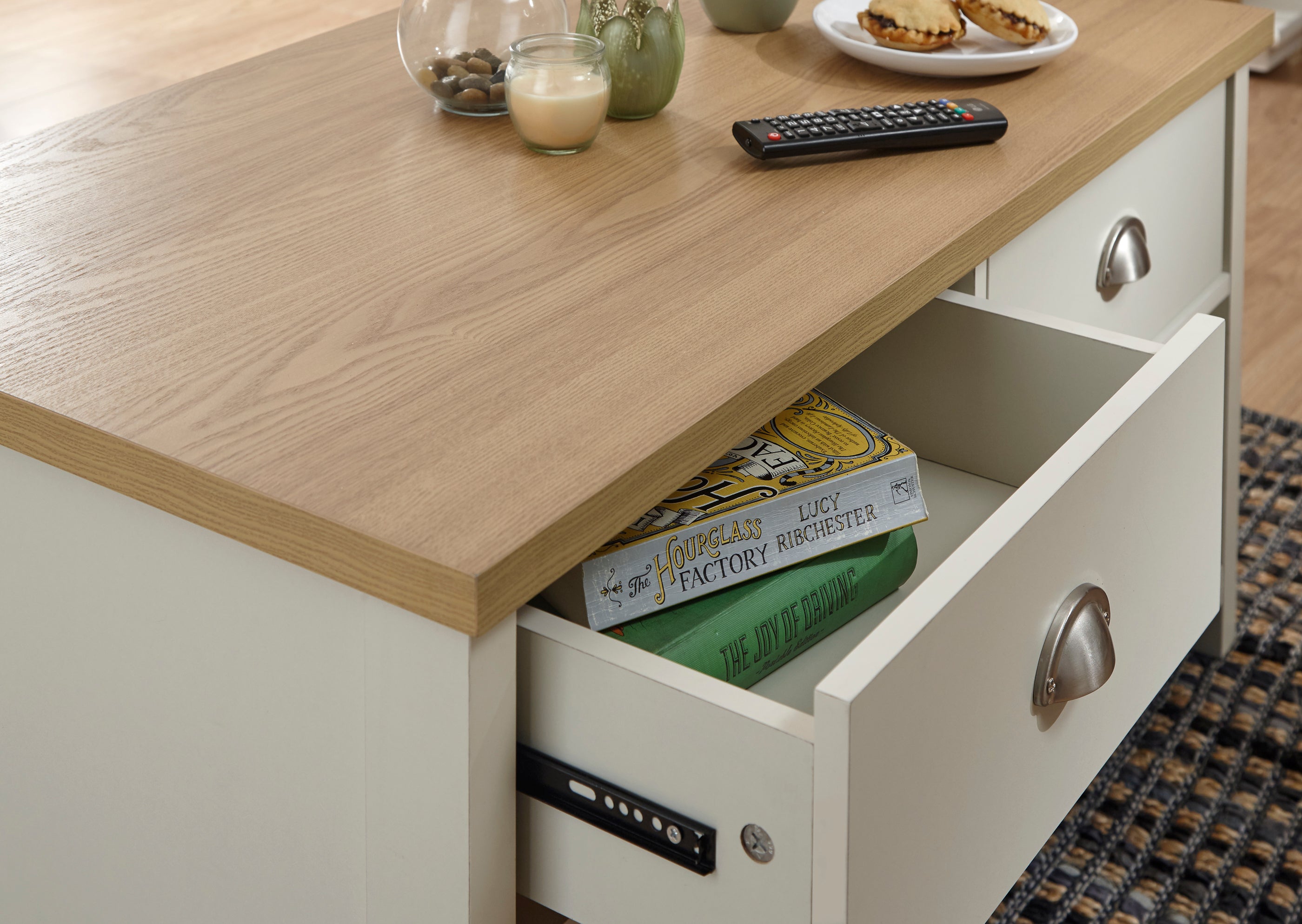 Lancaster 2 Drawer Coffee Table Cream – GFW, view 5