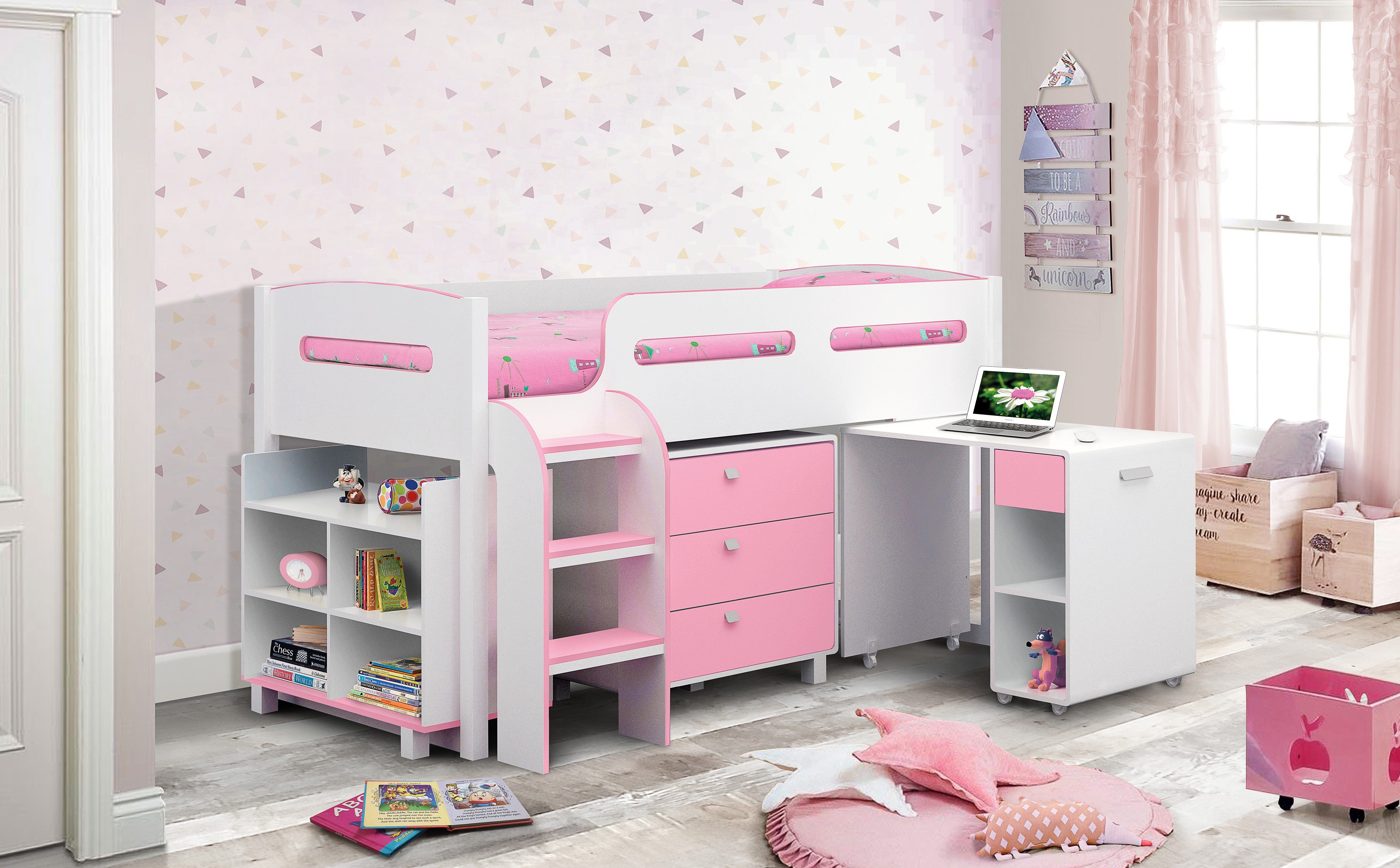 Kimbo Pink Cabin Bed – Julian Bowen, view 2