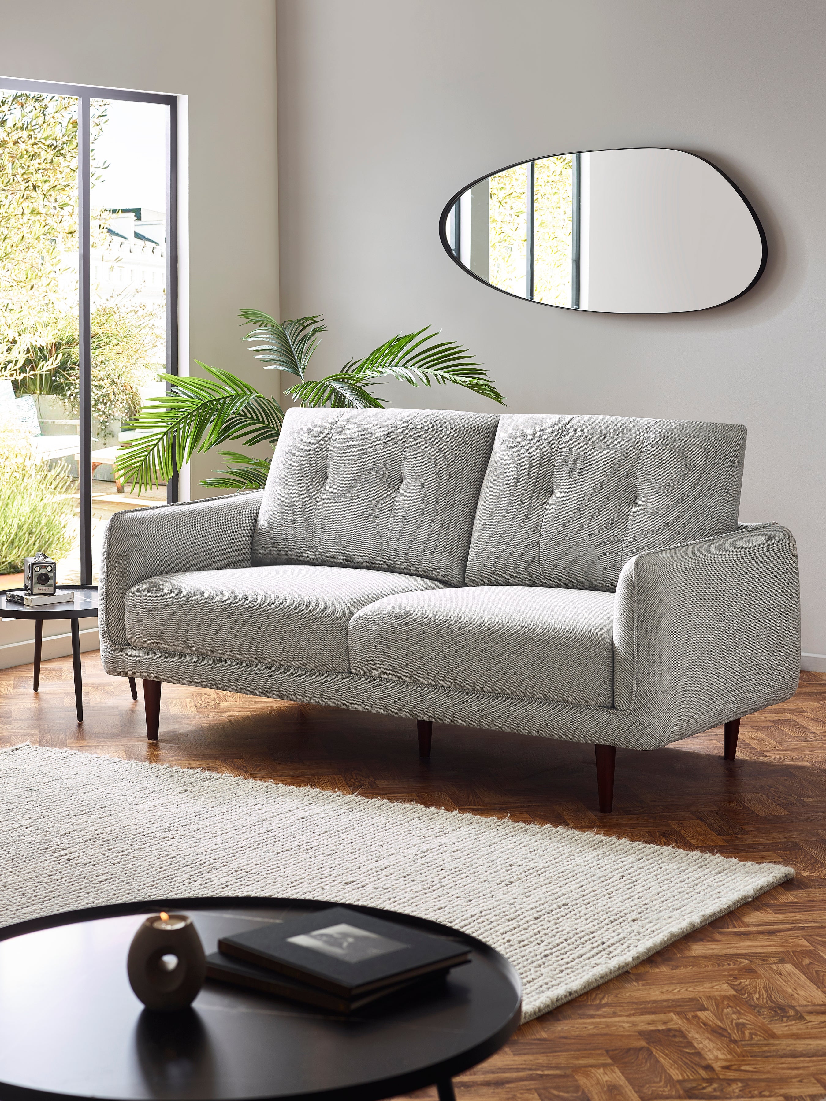 Remy 3 Seater Light Grey Fabric Sofa – Julian Bowen, view 10