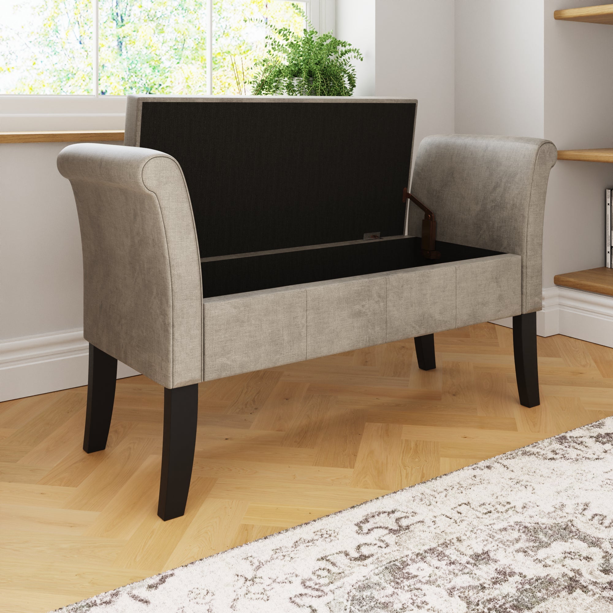 Balmoral Window Seat Silver Chenille – GFW, view 5