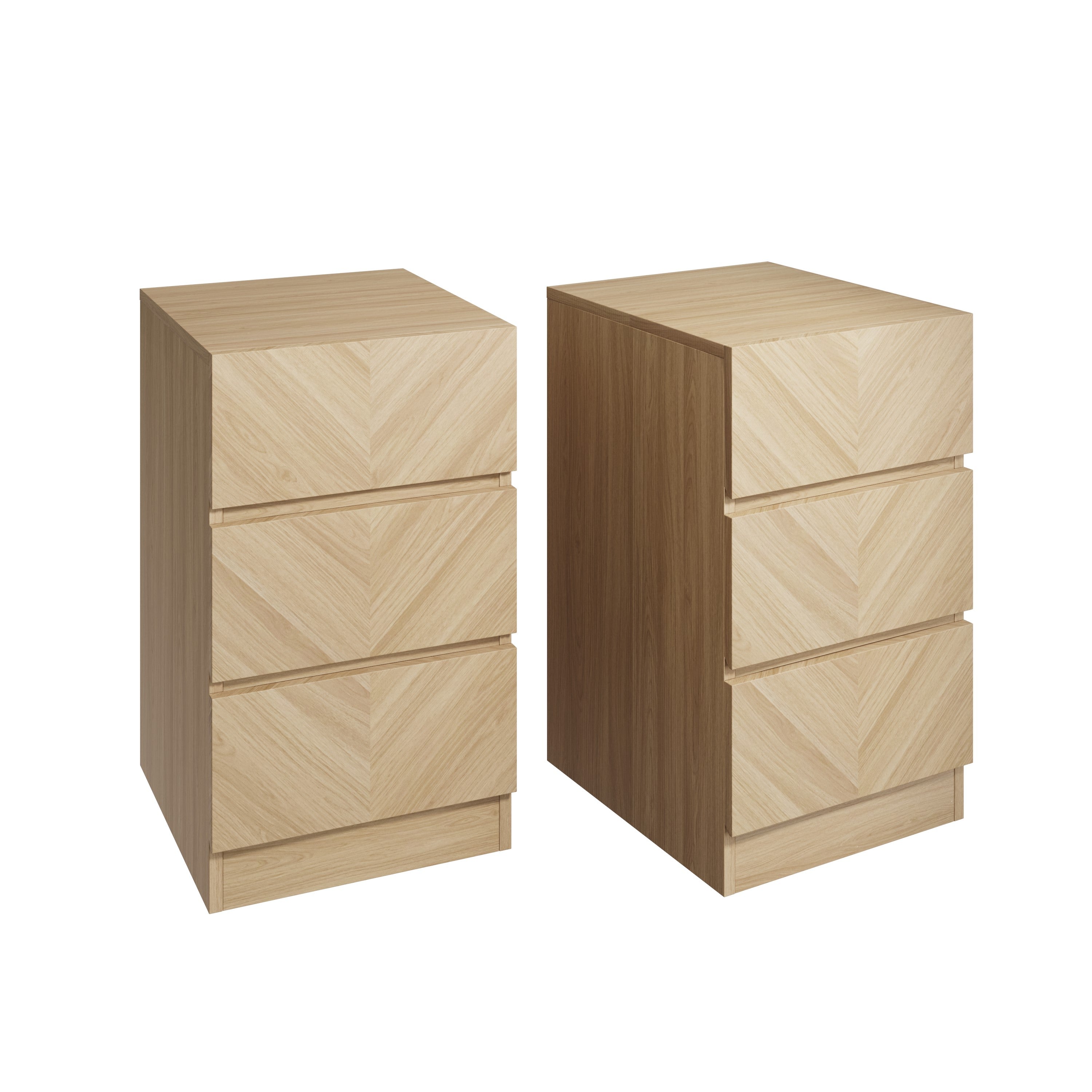 Catania 3 Drawer Bedside Table Euro Oak - Twin Pack – GFW