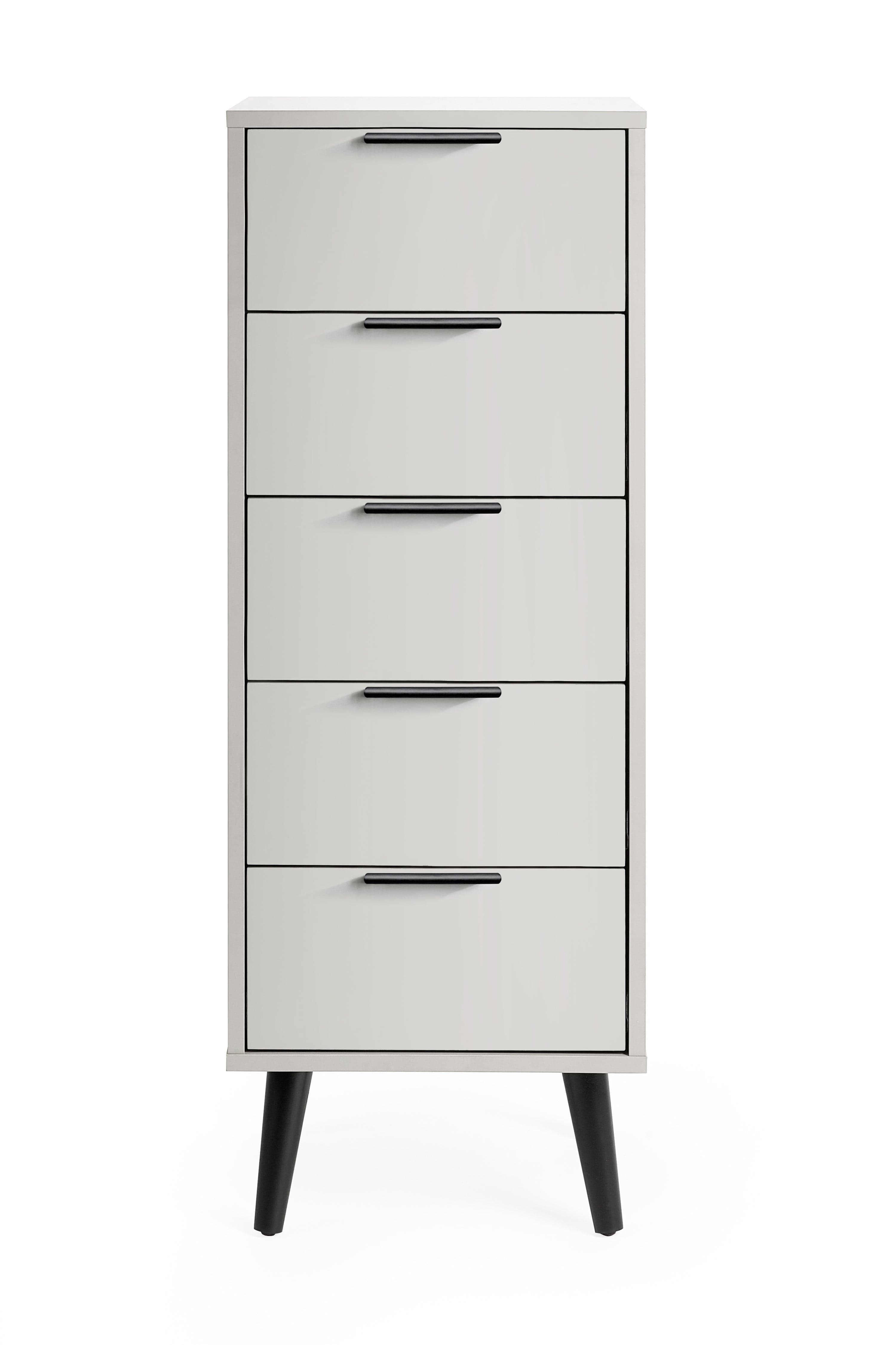 Alba 5 Drawer Narrow Chest - Silk Grey – Julian Bowen, view 3