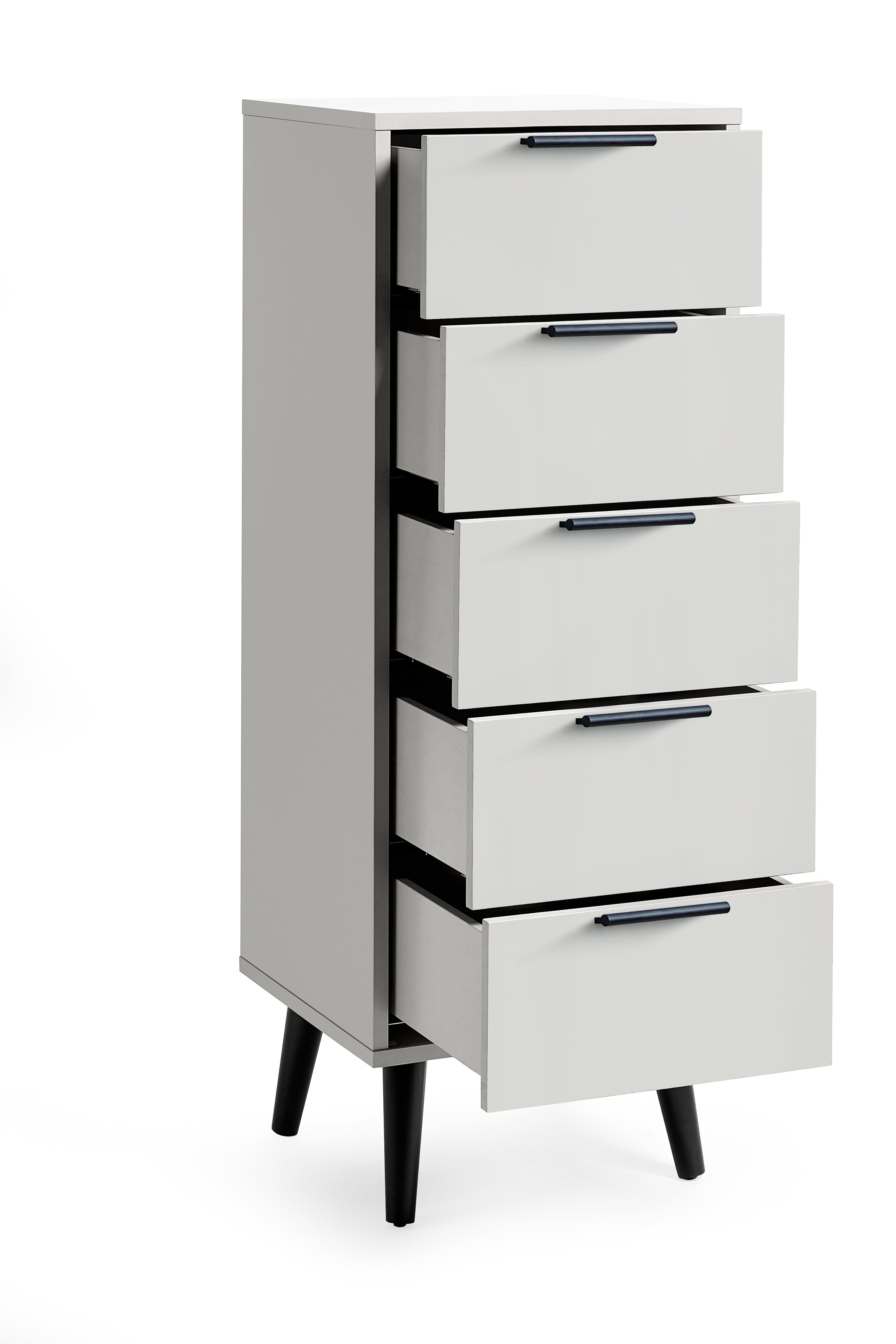 Alba 5 Drawer Narrow Chest - Silk Grey – Julian Bowen, view 2