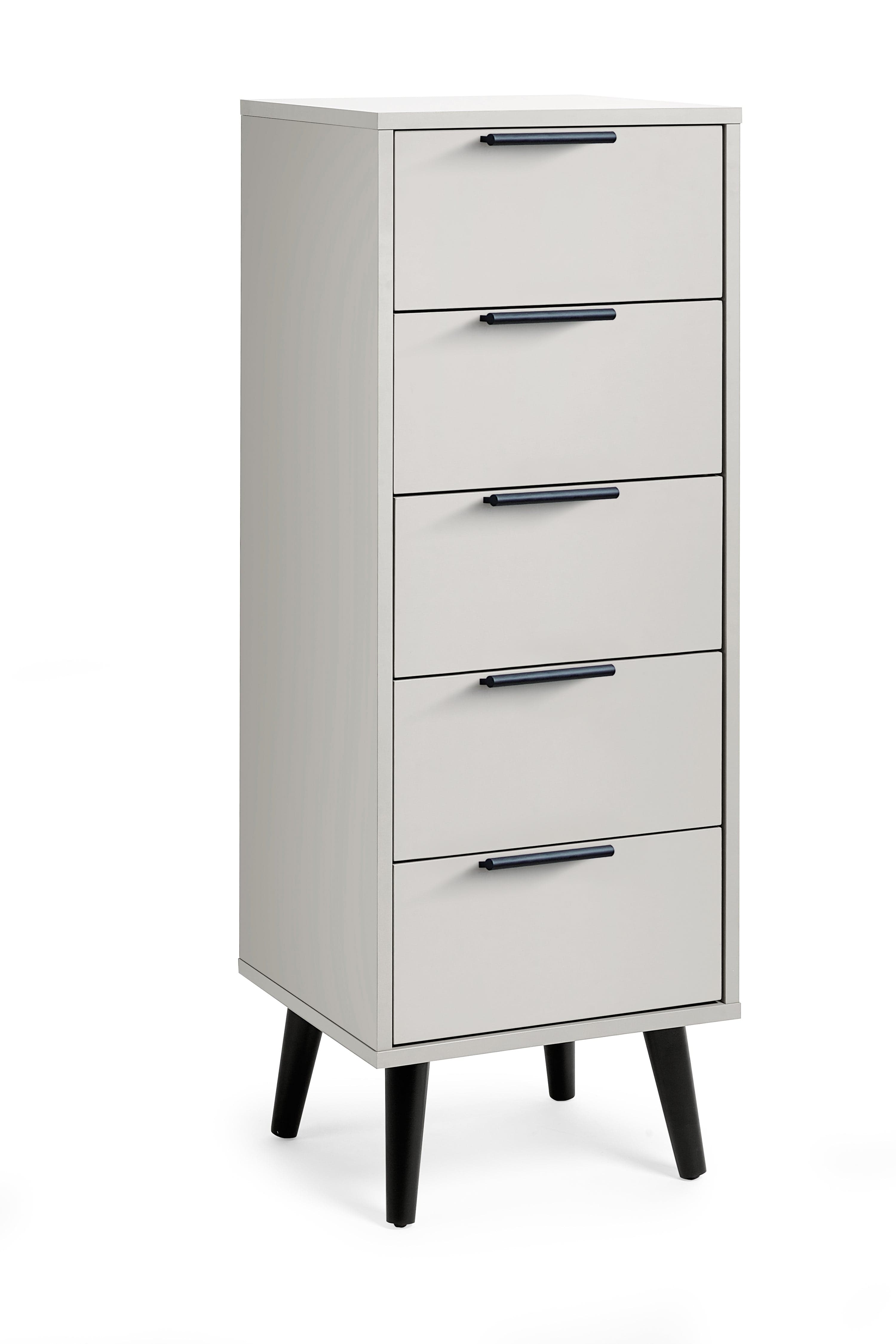 Alba 5 Drawer Narrow Chest - Silk Grey – Julian Bowen
