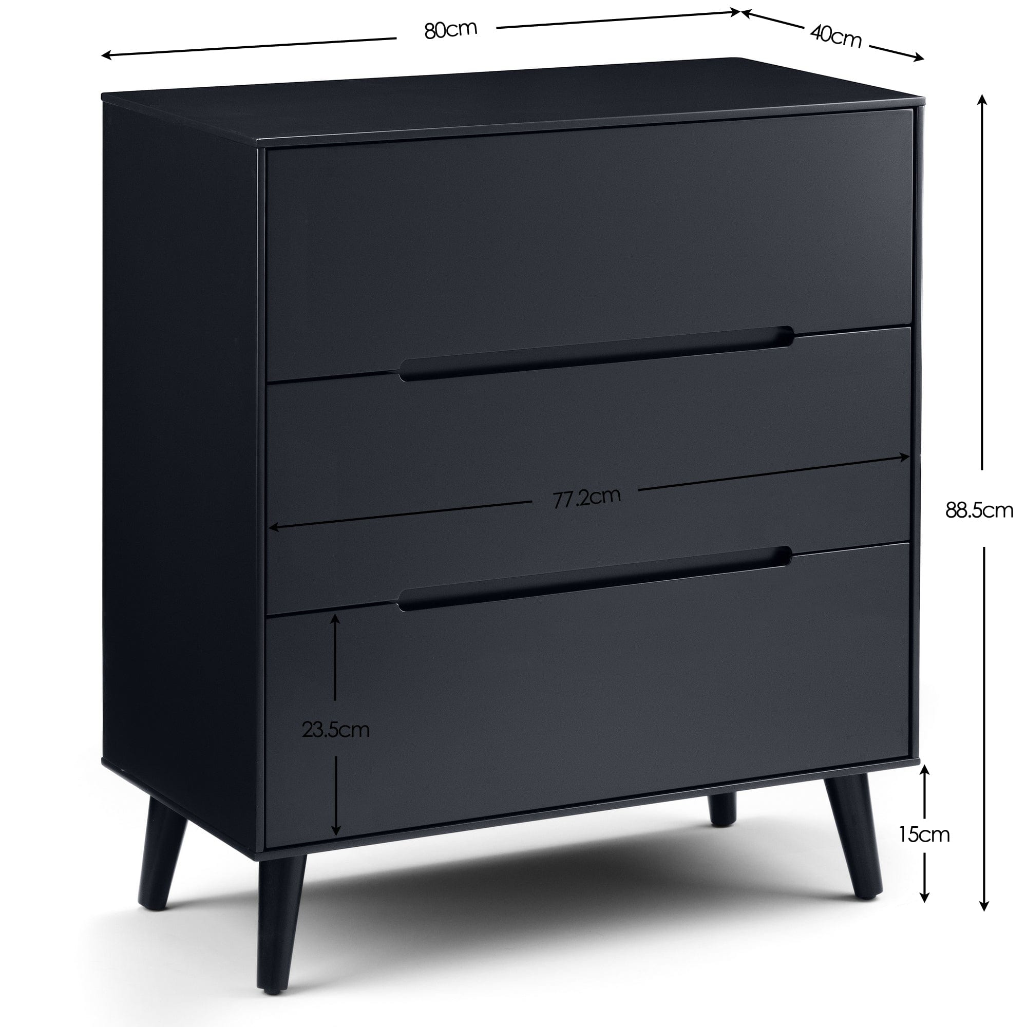 Alicia 3 Drawer Chest - Anthracite – Julian Bowen, view 4