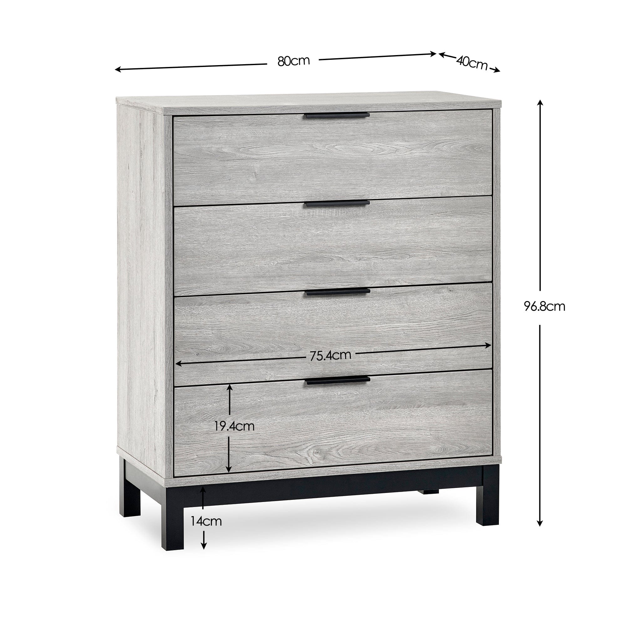 Bali 4 Drawer Chest - Grey Oak – Julian Bowen, view 6
