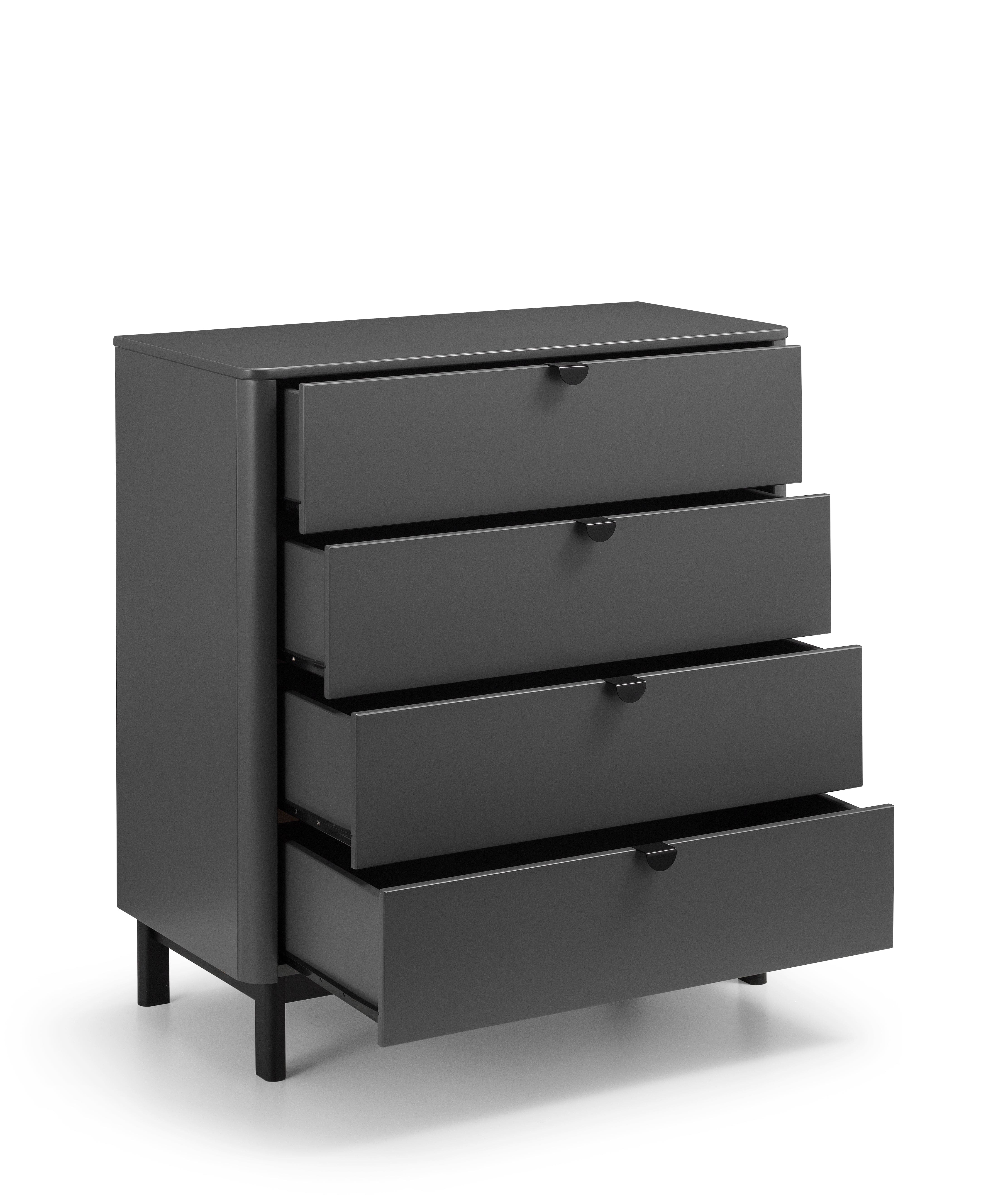 Chloe 4 Drawer Chest - Storm Grey/Black – Julian Bowen, view 2