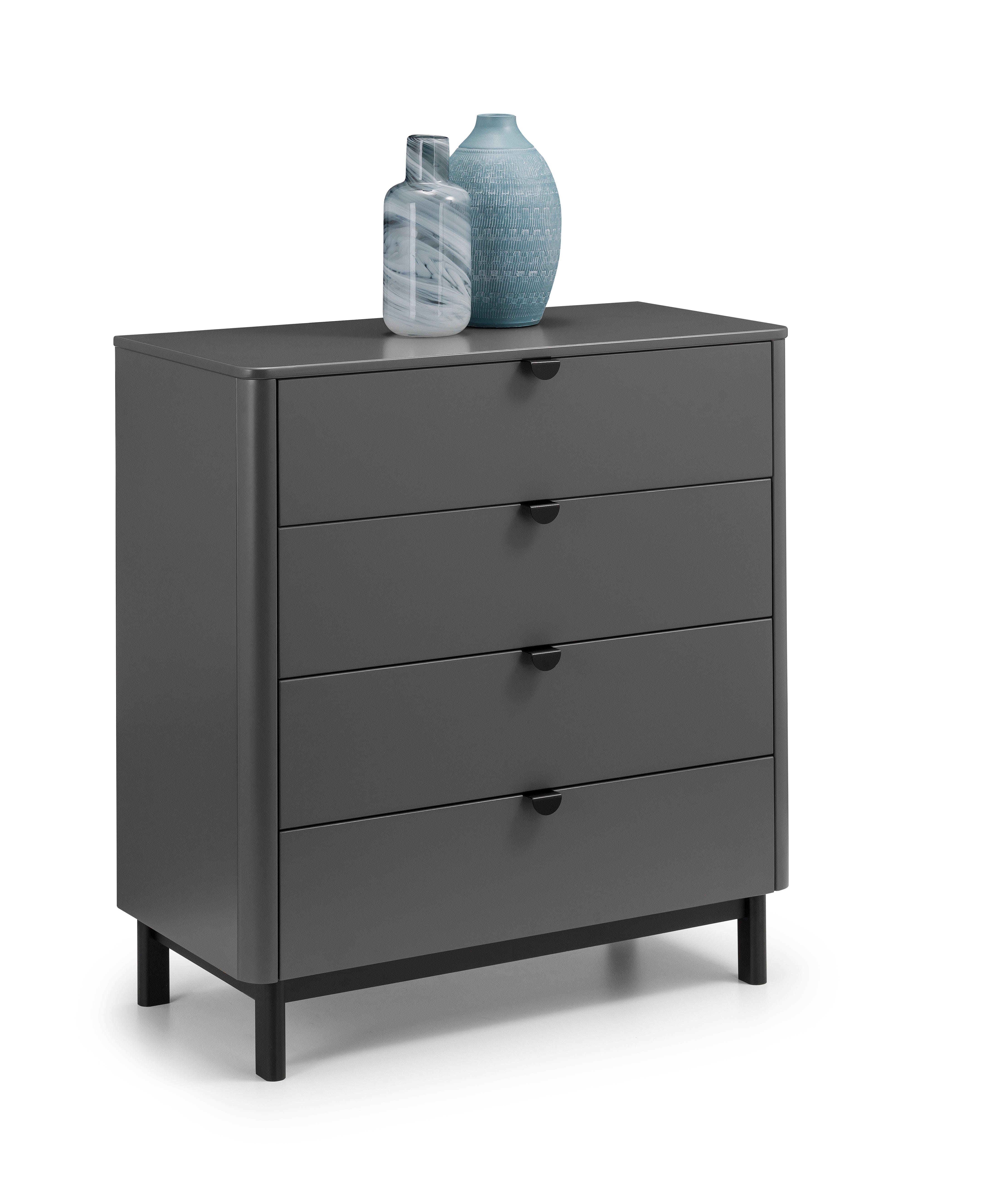 Chloe 4 Drawer Chest - Storm Grey/Black – Julian Bowen