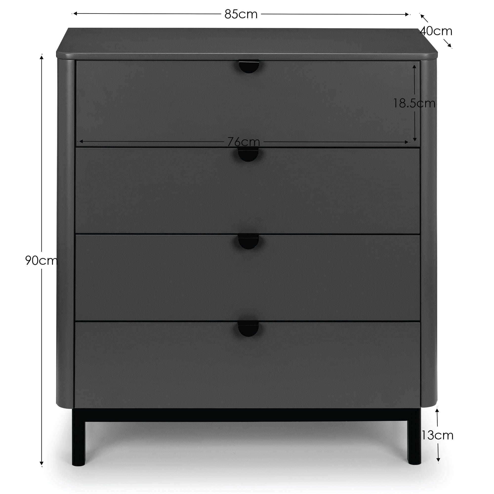 Chloe 4 Drawer Chest - Storm Grey/Black – Julian Bowen, view 4