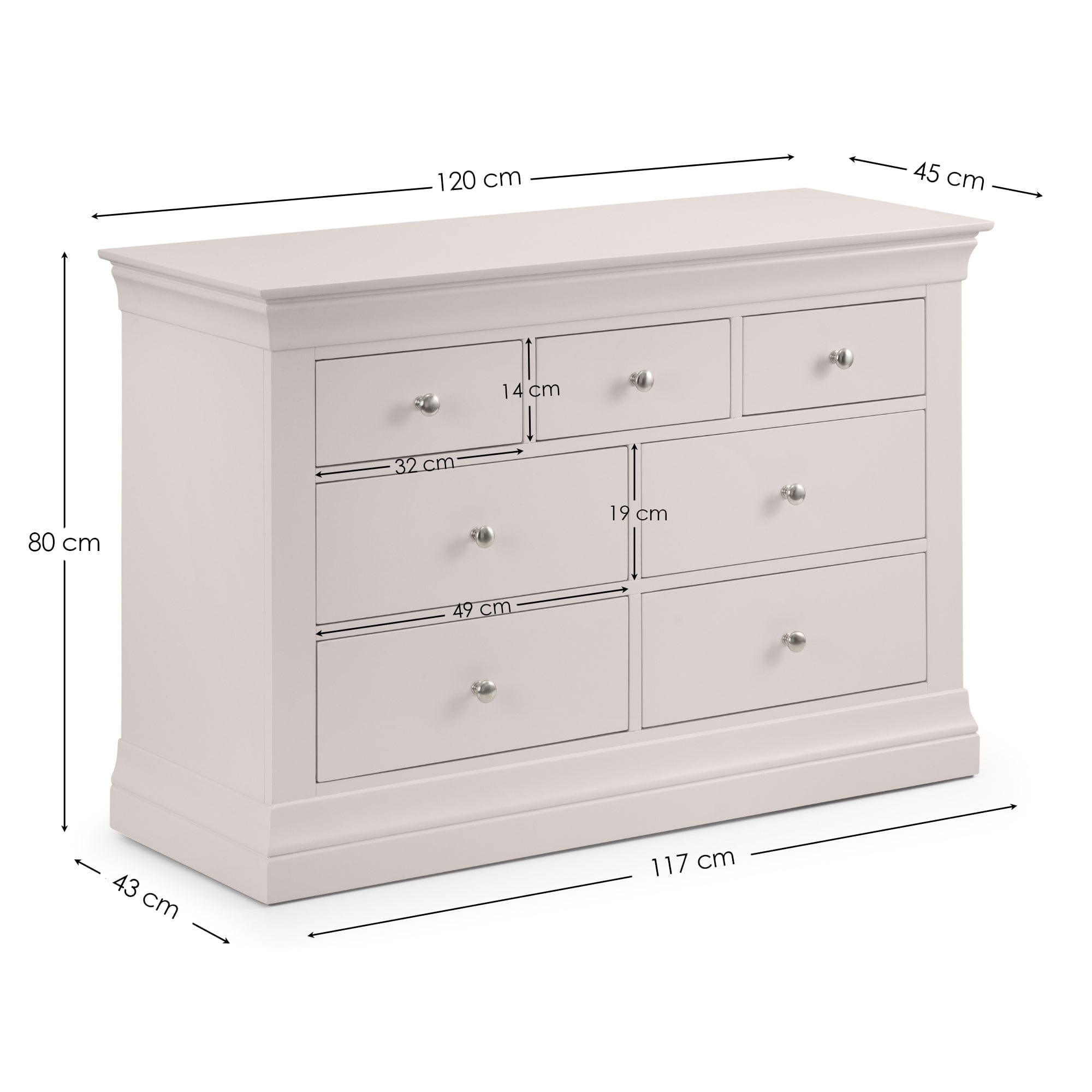 Clermont 4+3 Drawer Chest - Light Grey – Julian Bowen, view 2