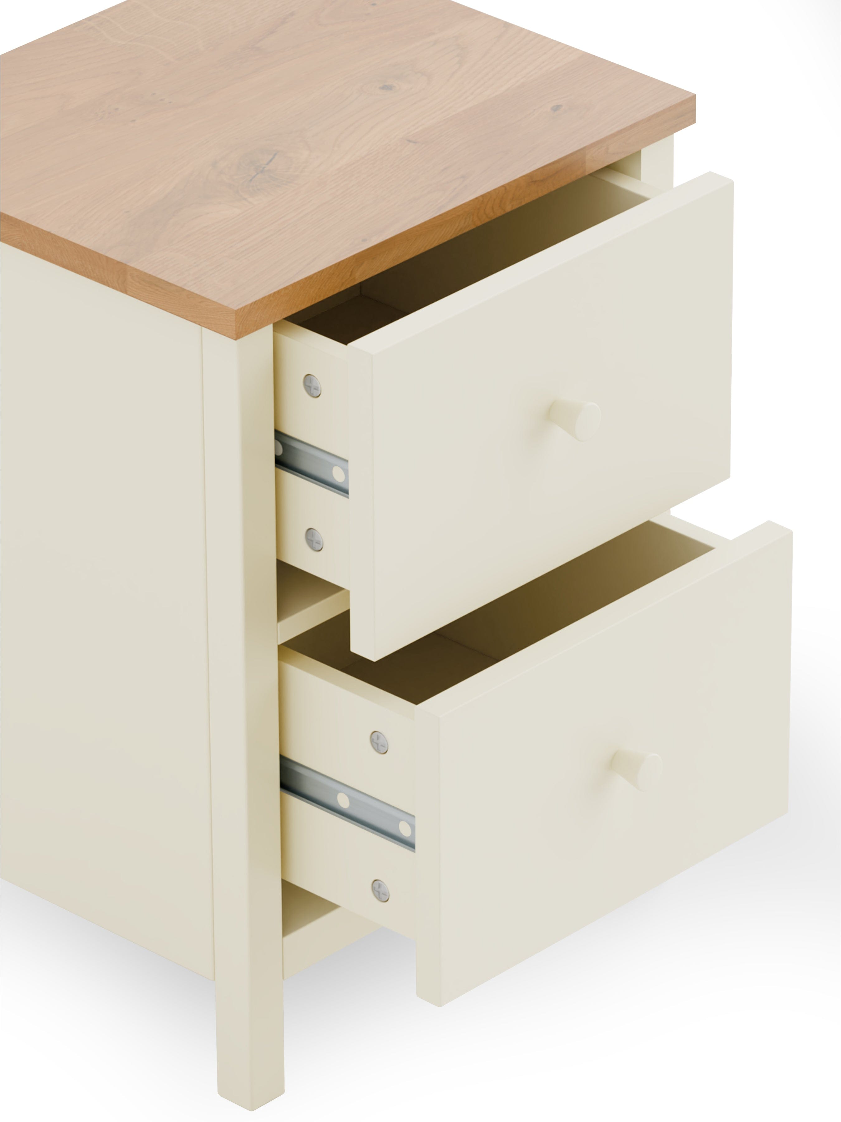 Coxmoor 2 Drawer Bedside - Ivory and Oak – Julian Bowen, view 6