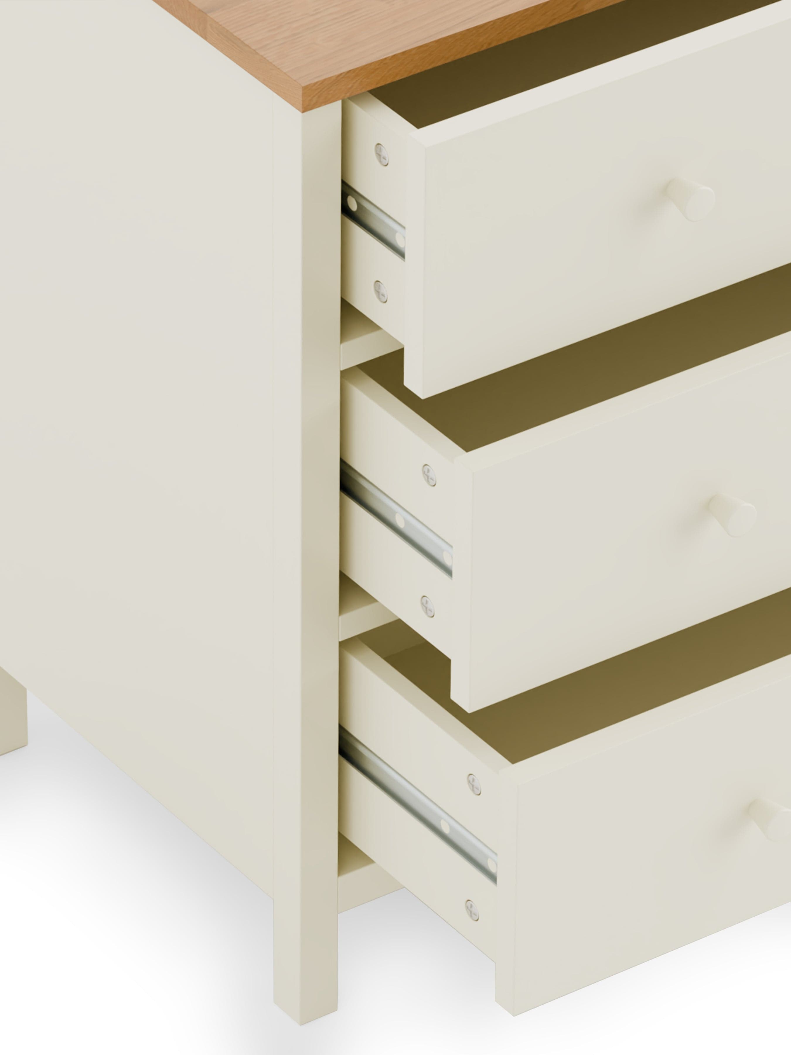 Coxmoor 3 Drawer Chest - Ivory and Oak – Julian Bowen, view 5
