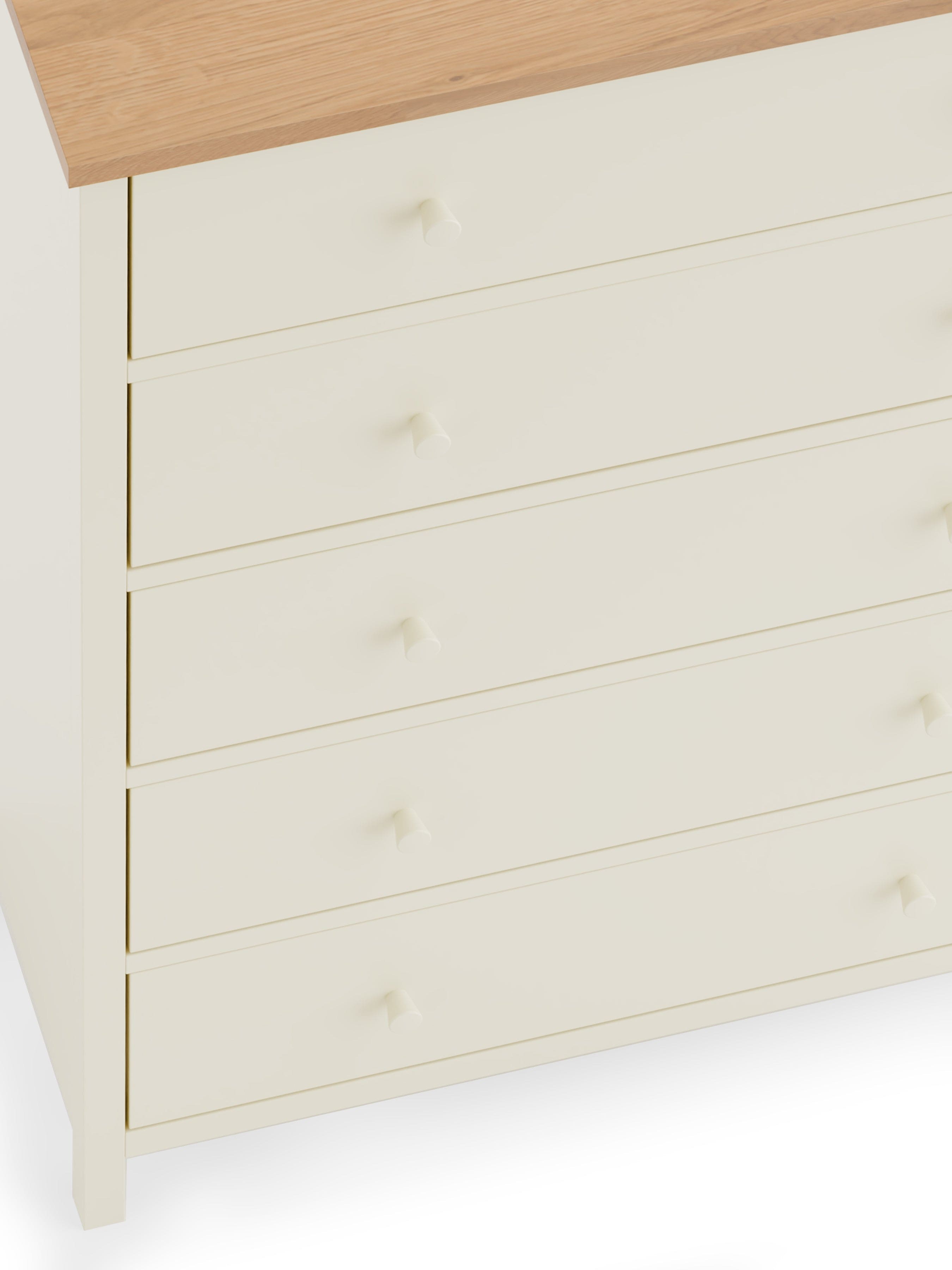 Coxmoor 5 Drawer Wide Chest - Ivory and Oak – Julian Bowen, view 6