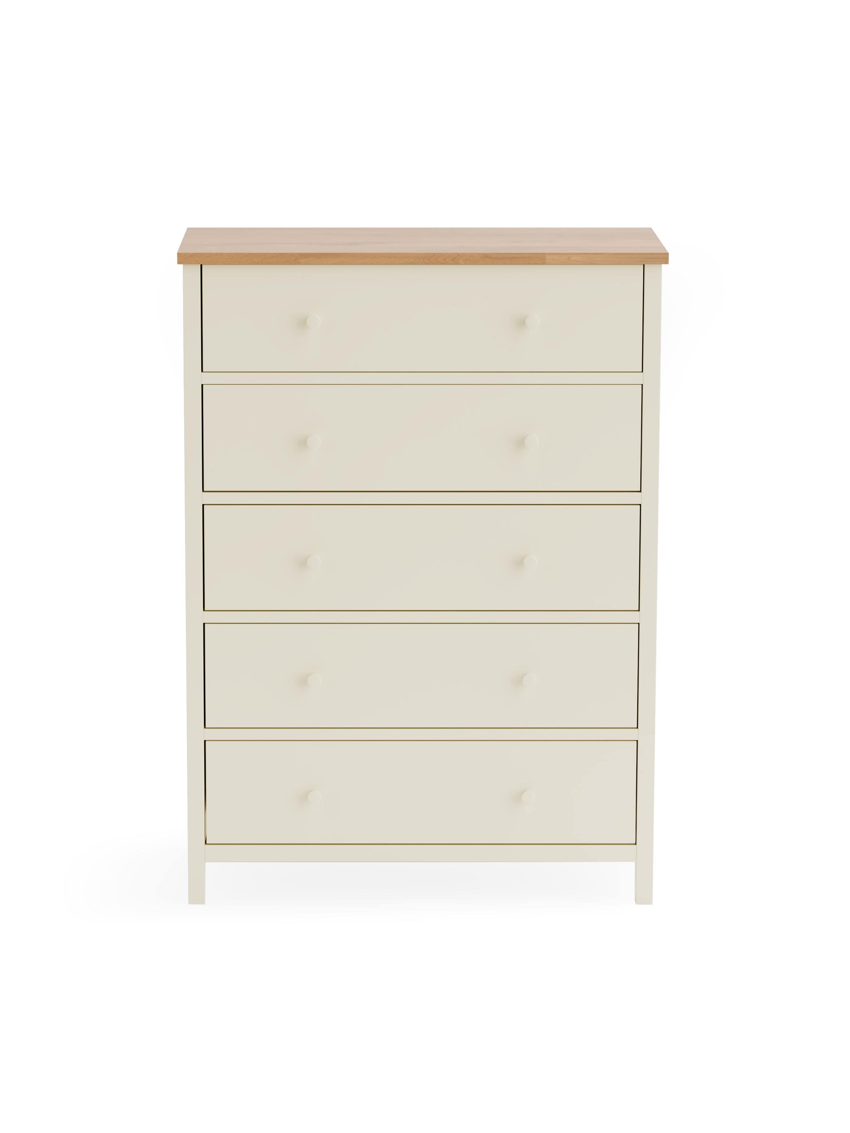 Coxmoor 5 Drawer Wide Chest - Ivory and Oak – Julian Bowen, view 4