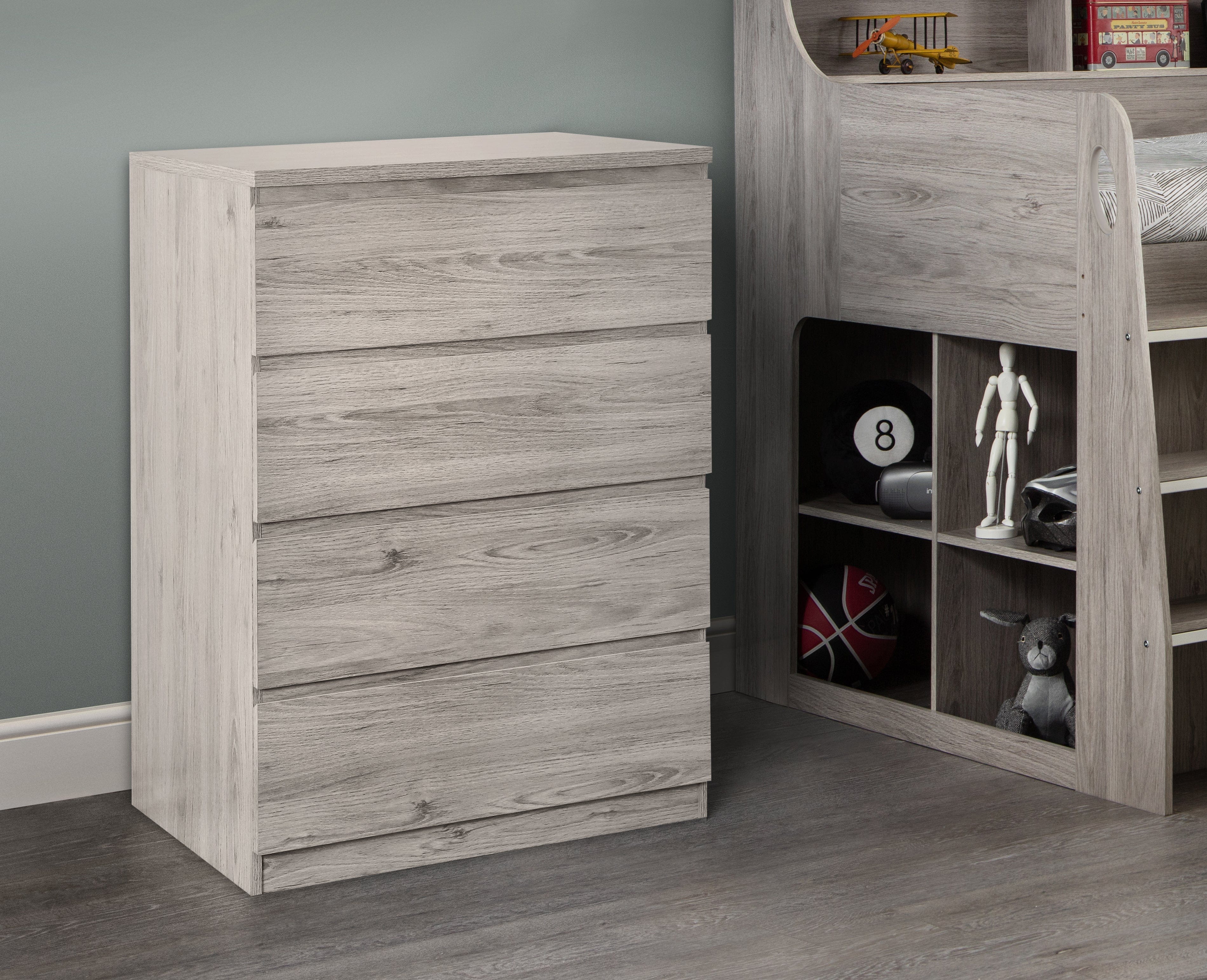 Jupiter 4 Drawer Chest Grey Oak – Julian Bowen, view 2