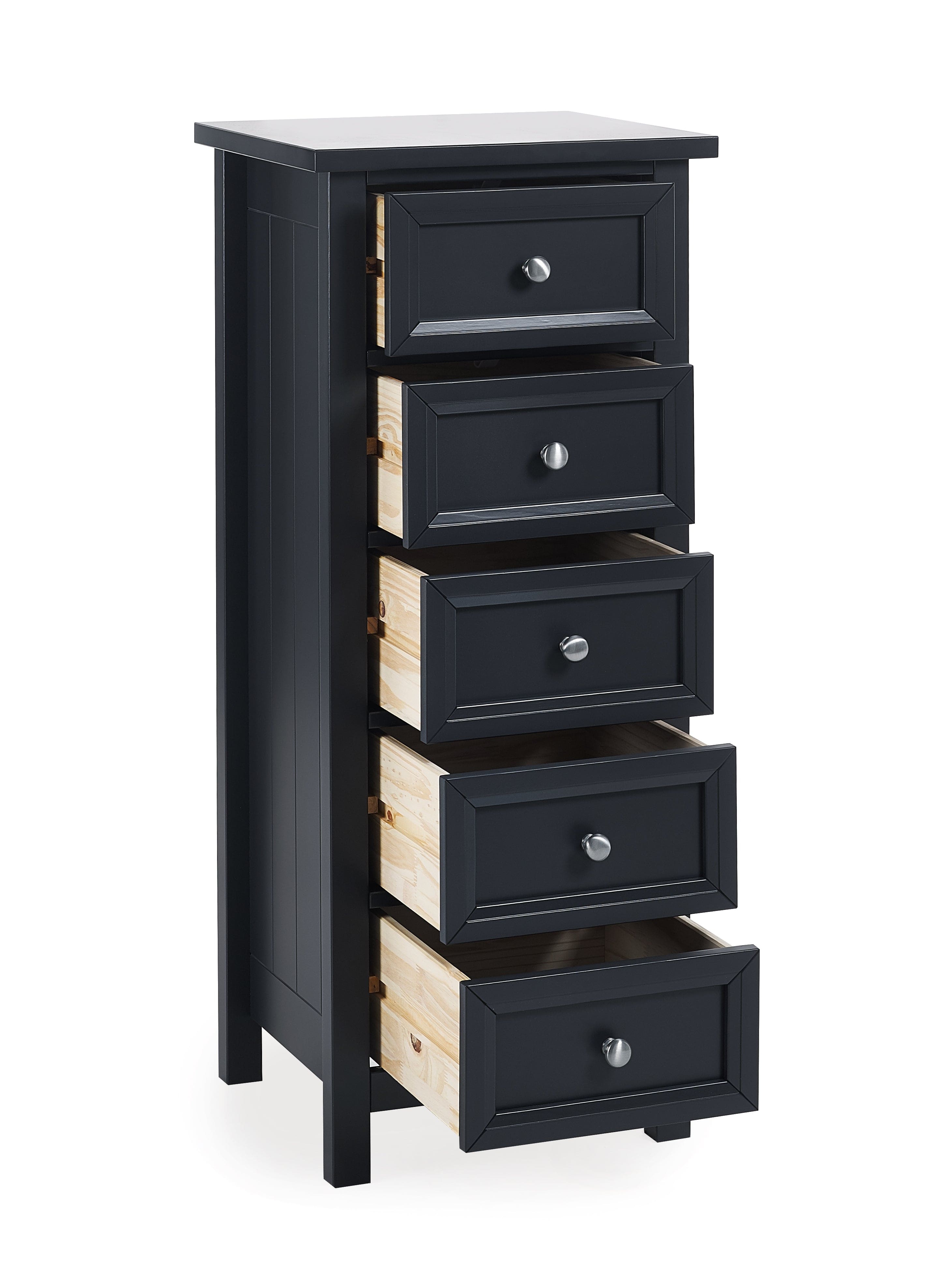 Maine 5 Drawer Tall Chest - Anthracite – Julian Bowen, view 2