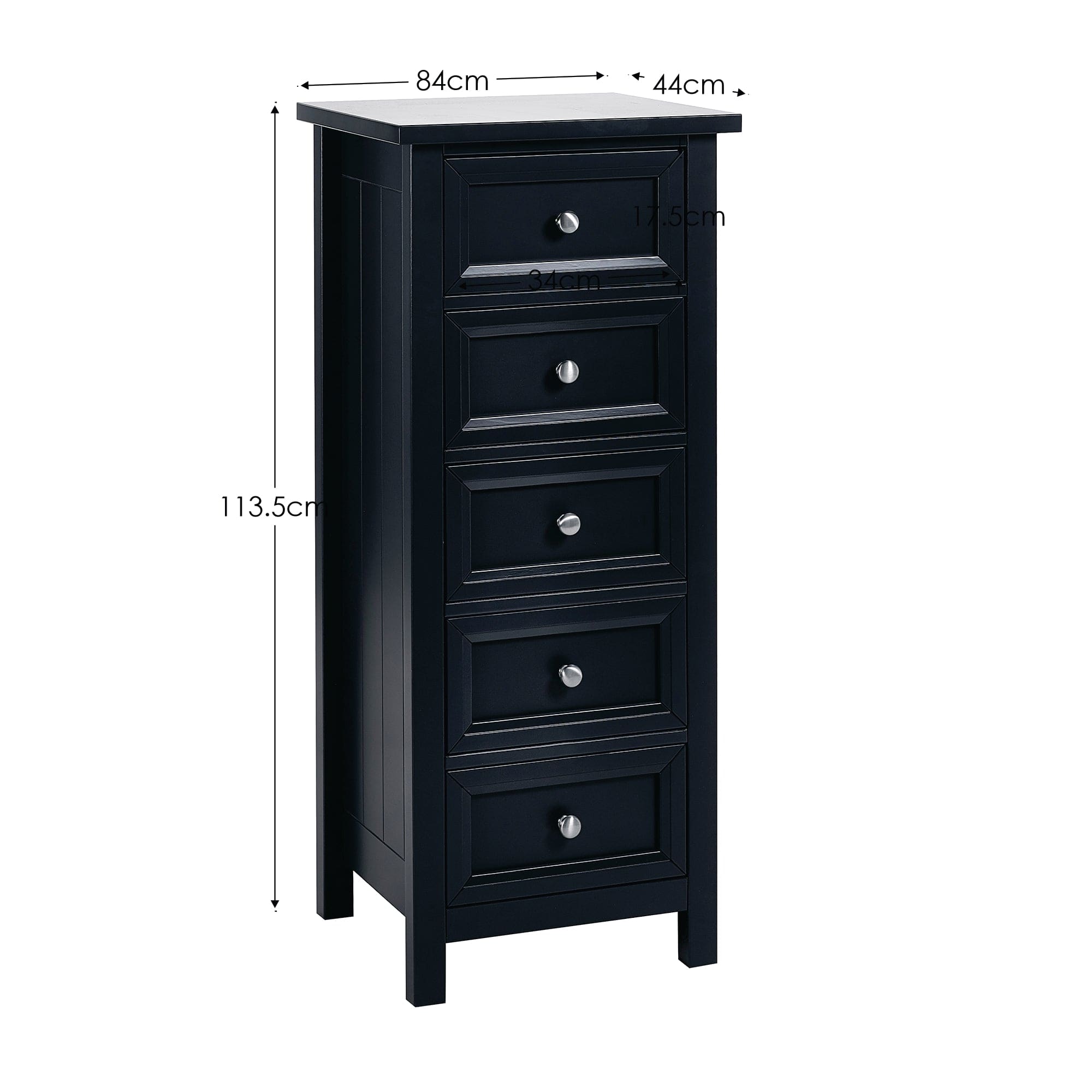 Maine 5 Drawer Tall Chest - Anthracite – Julian Bowen, view 6