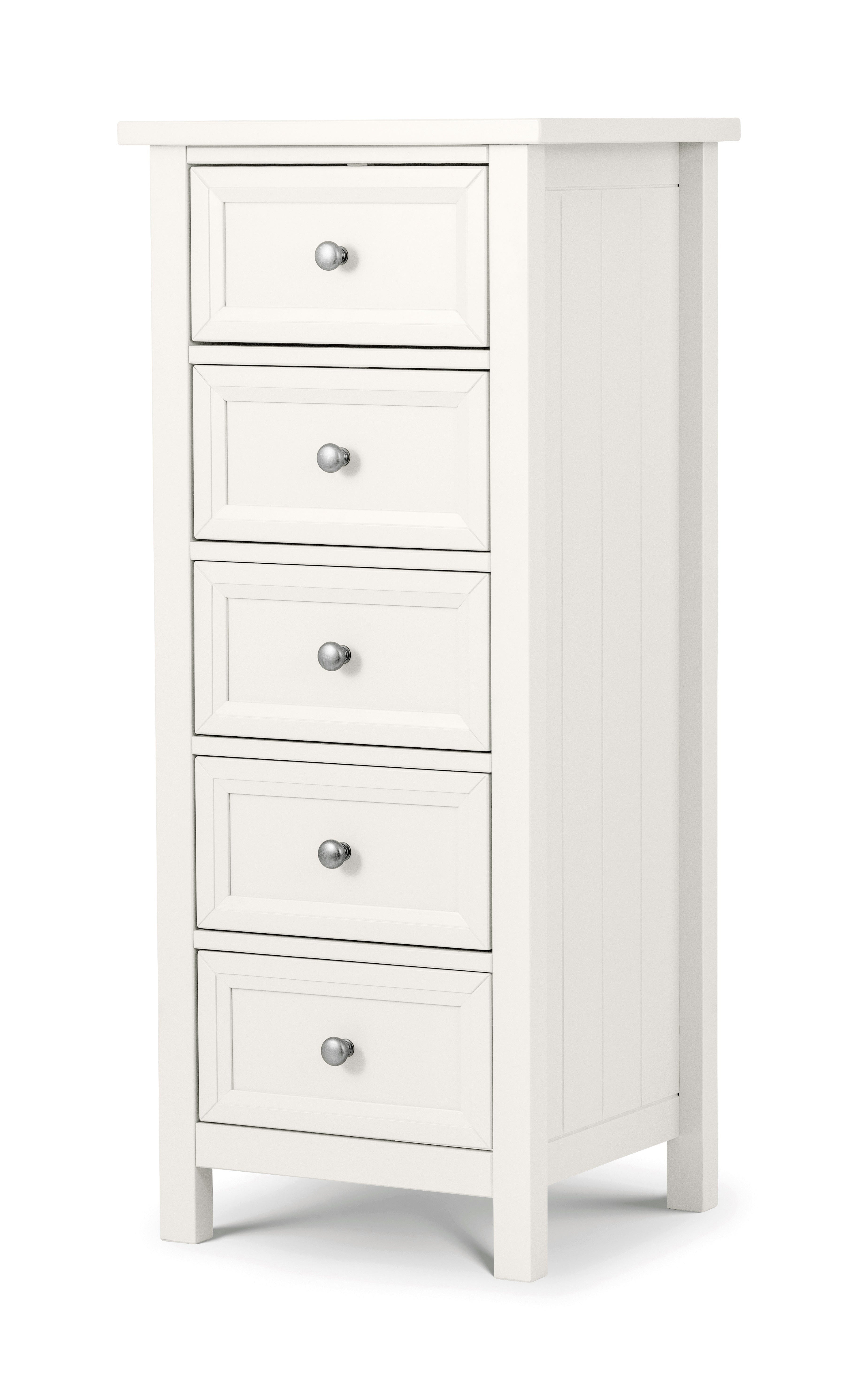 Maine 5 Drawer Tall Chest - Surf White – Julian Bowen