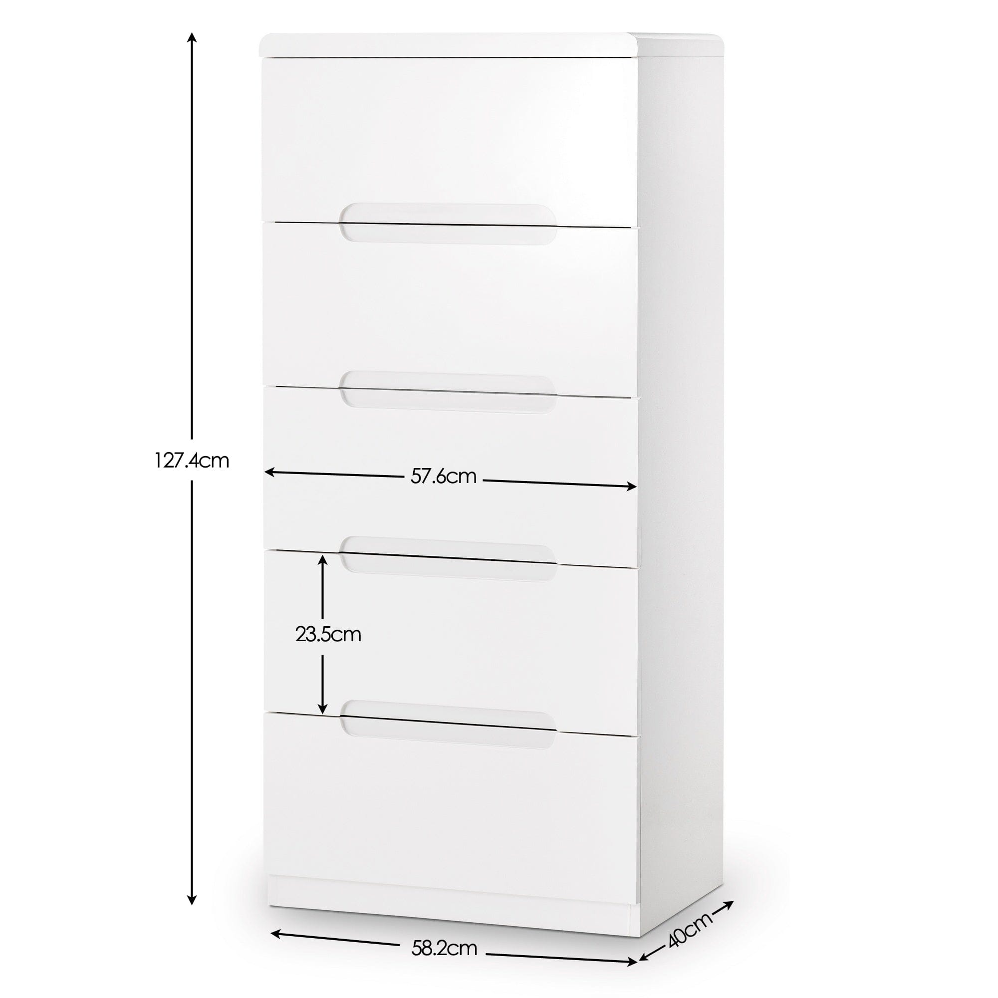 Manhattan 5 Drawer Narrow Chest – Julian Bowen, view 3