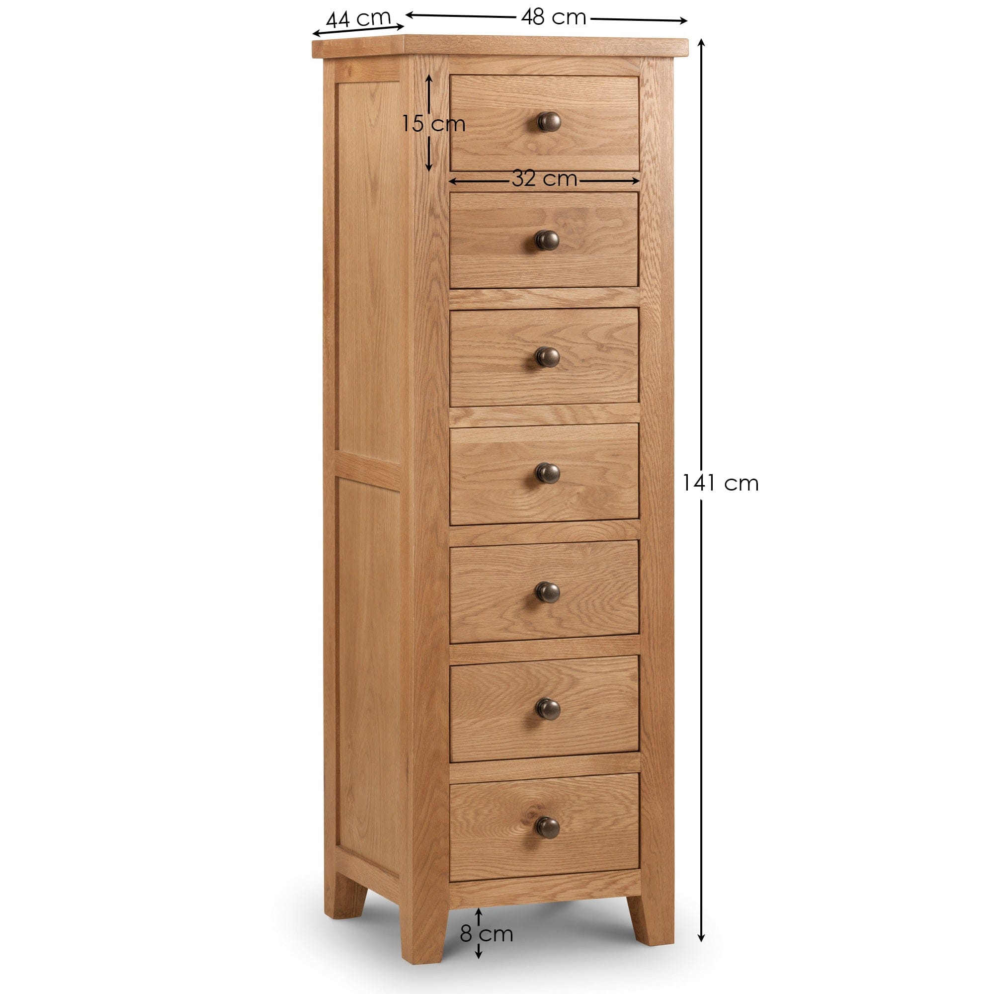 Marlborough 7 Drawer Narrow Chest – Julian Bowen, view 4